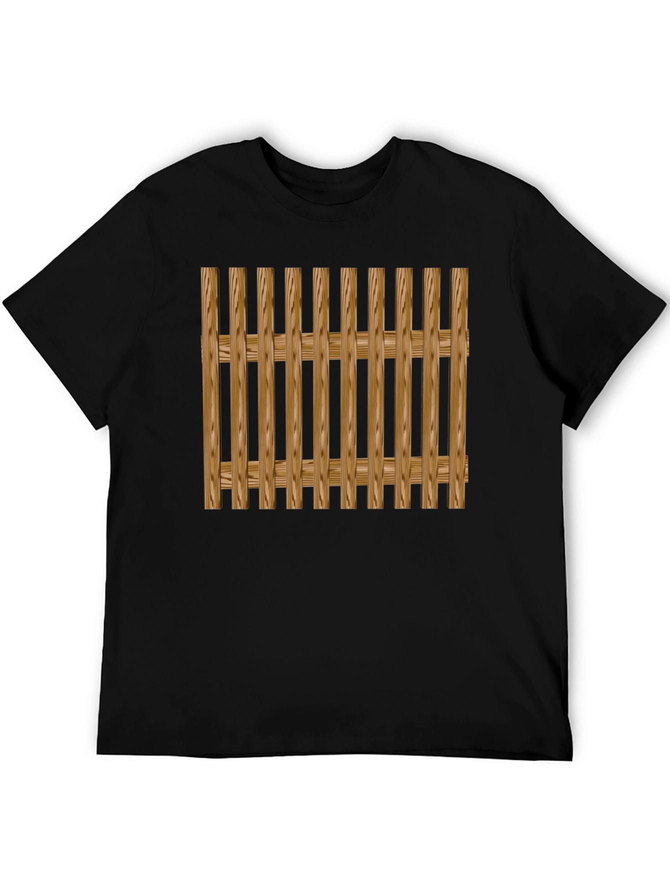 Wooden Fence Pattern Black T-Shirt