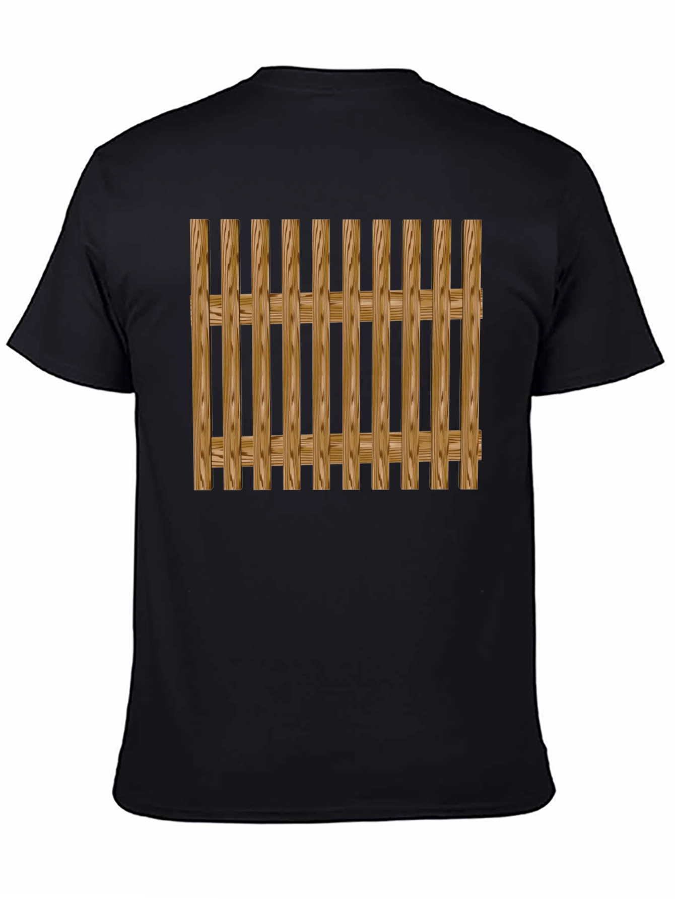 Wooden Fence Pattern Black T-Shirt