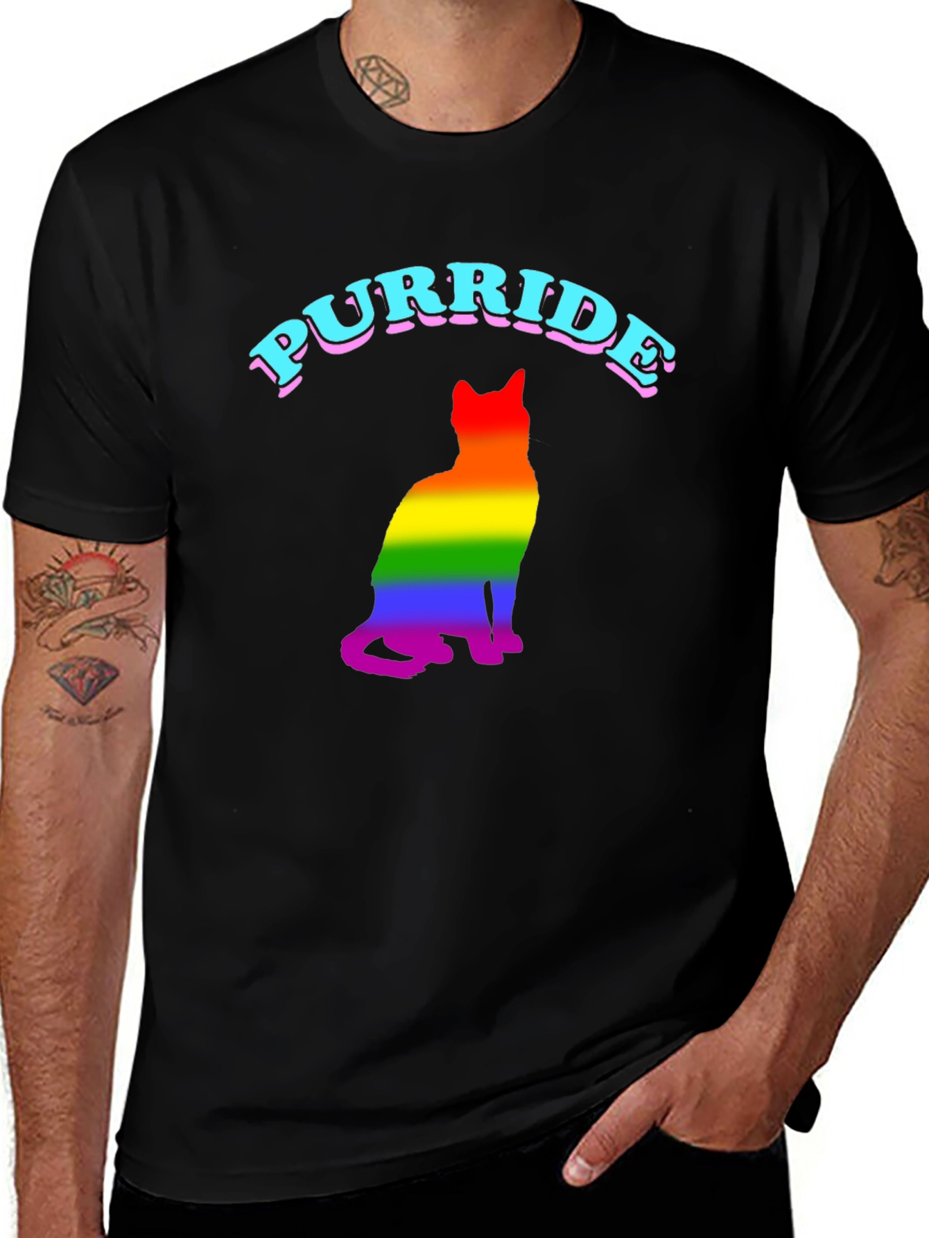 Purride Rainbow Cat Graphic T-Shirt