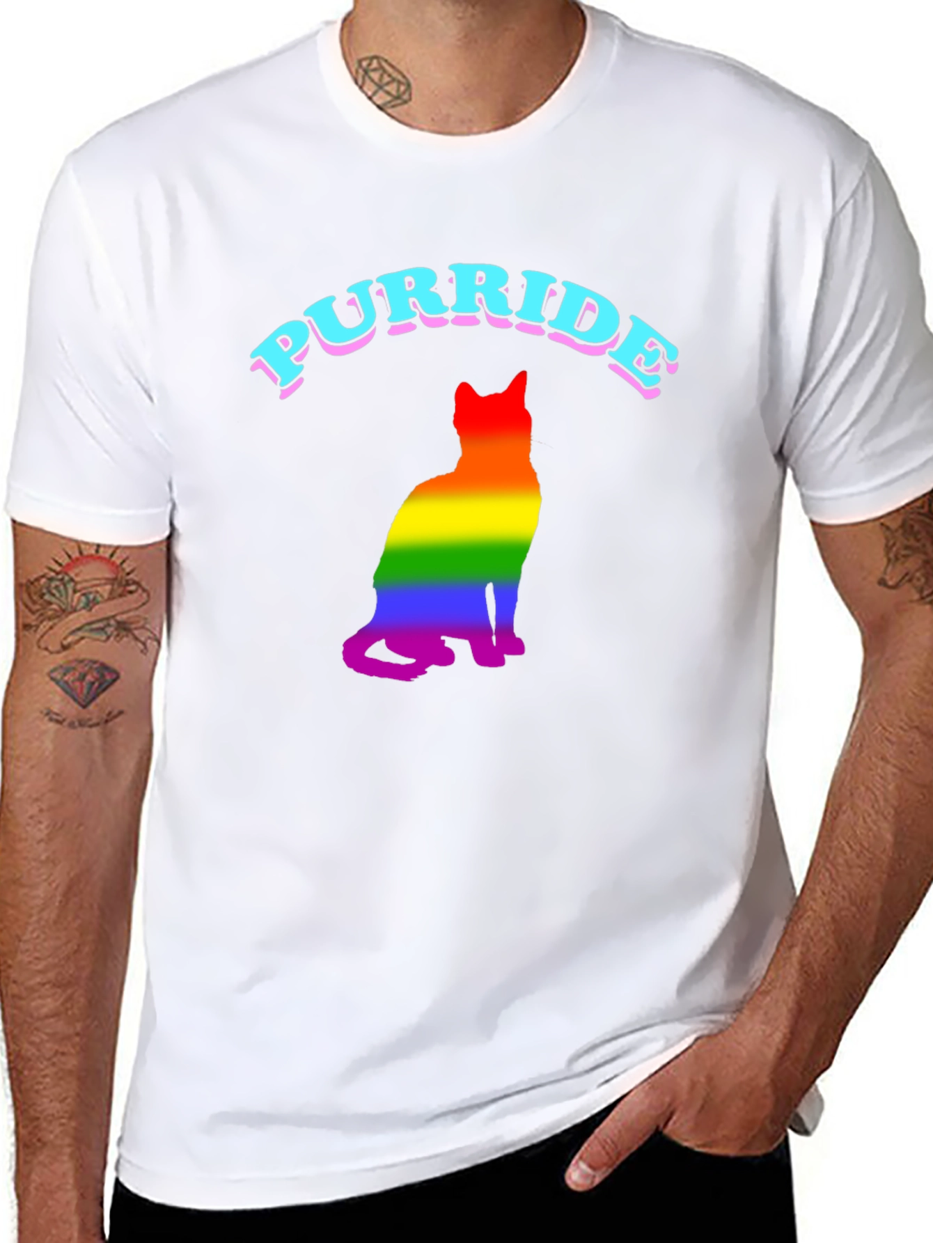 Purride Rainbow Cat Graphic T-Shirt