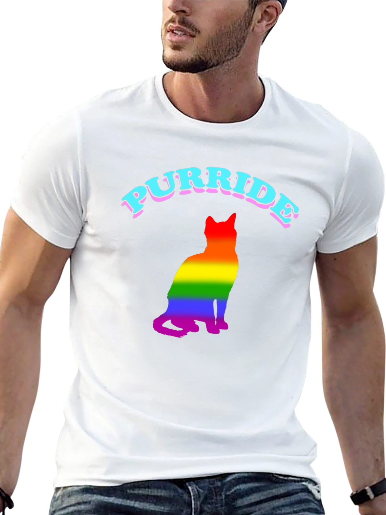 Purride Rainbow Cat Graphic T-Shirt