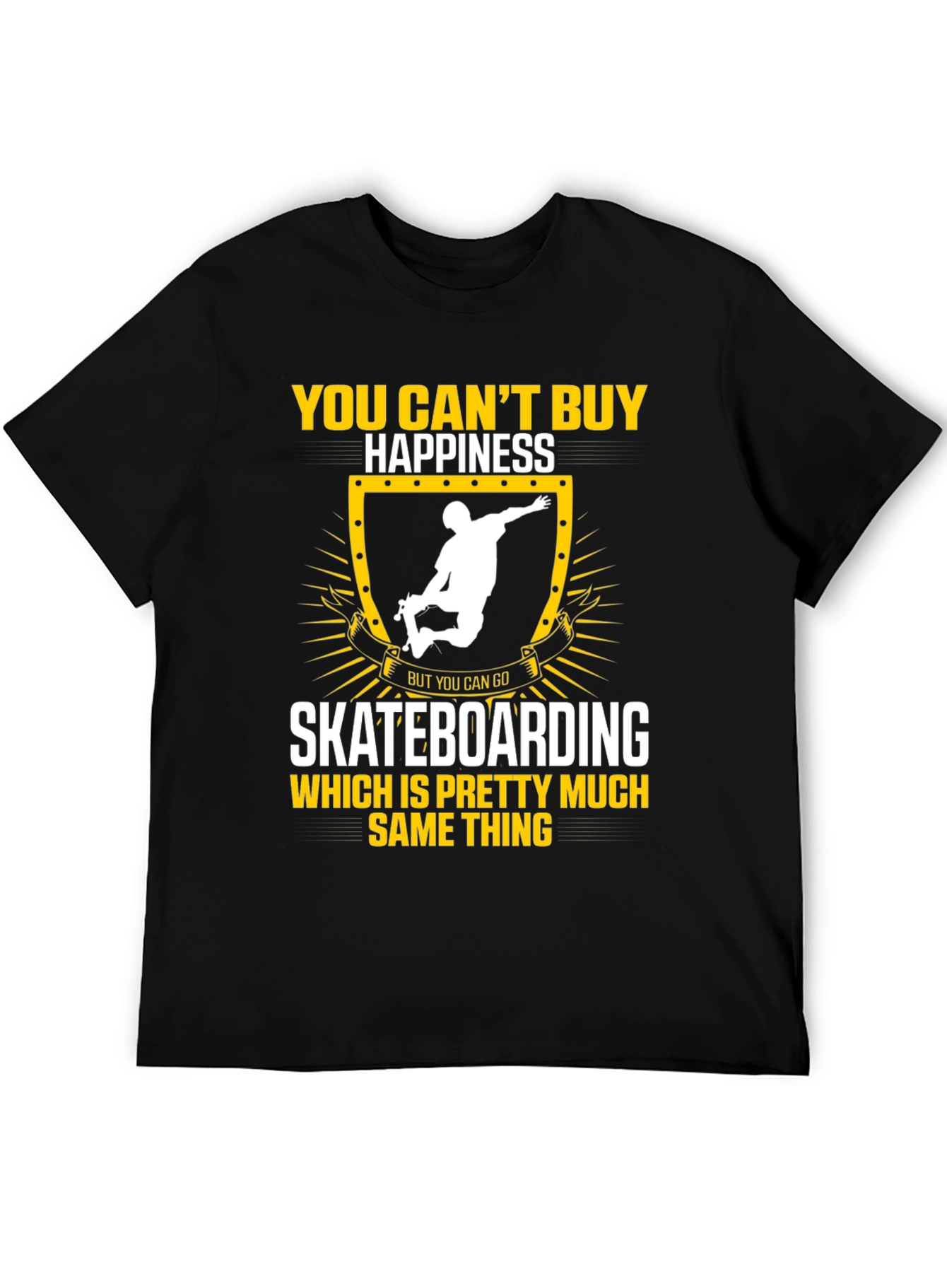 Skateboarding Happiness Graphic Tee - Black