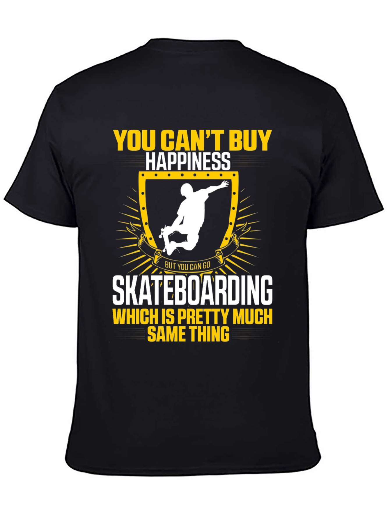 Skateboarding Happiness Graphic Tee - Black