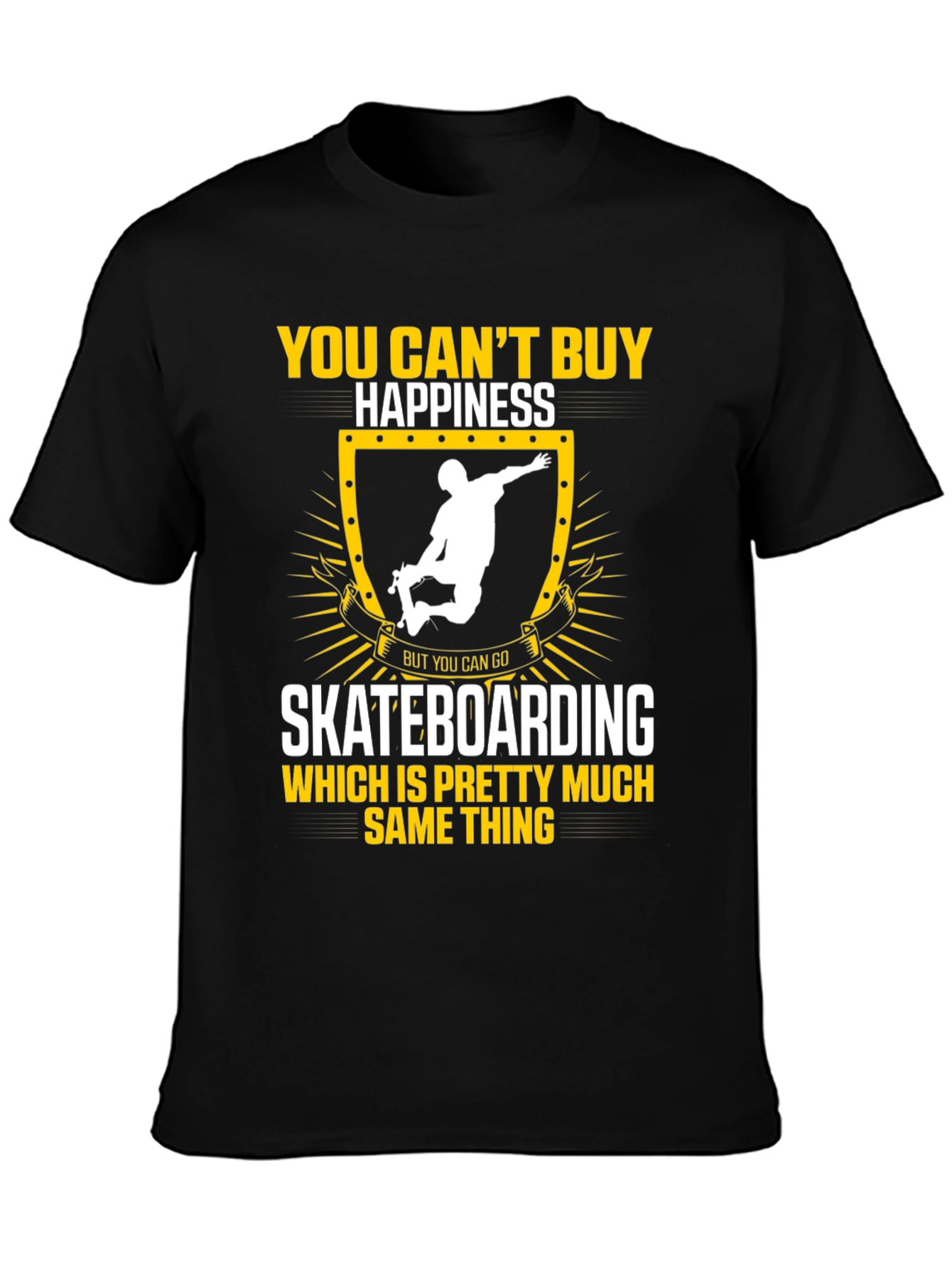 Skateboarding Happiness Graphic Tee - Black