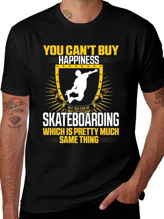 Skateboarding Happiness Graphic Tee - Black