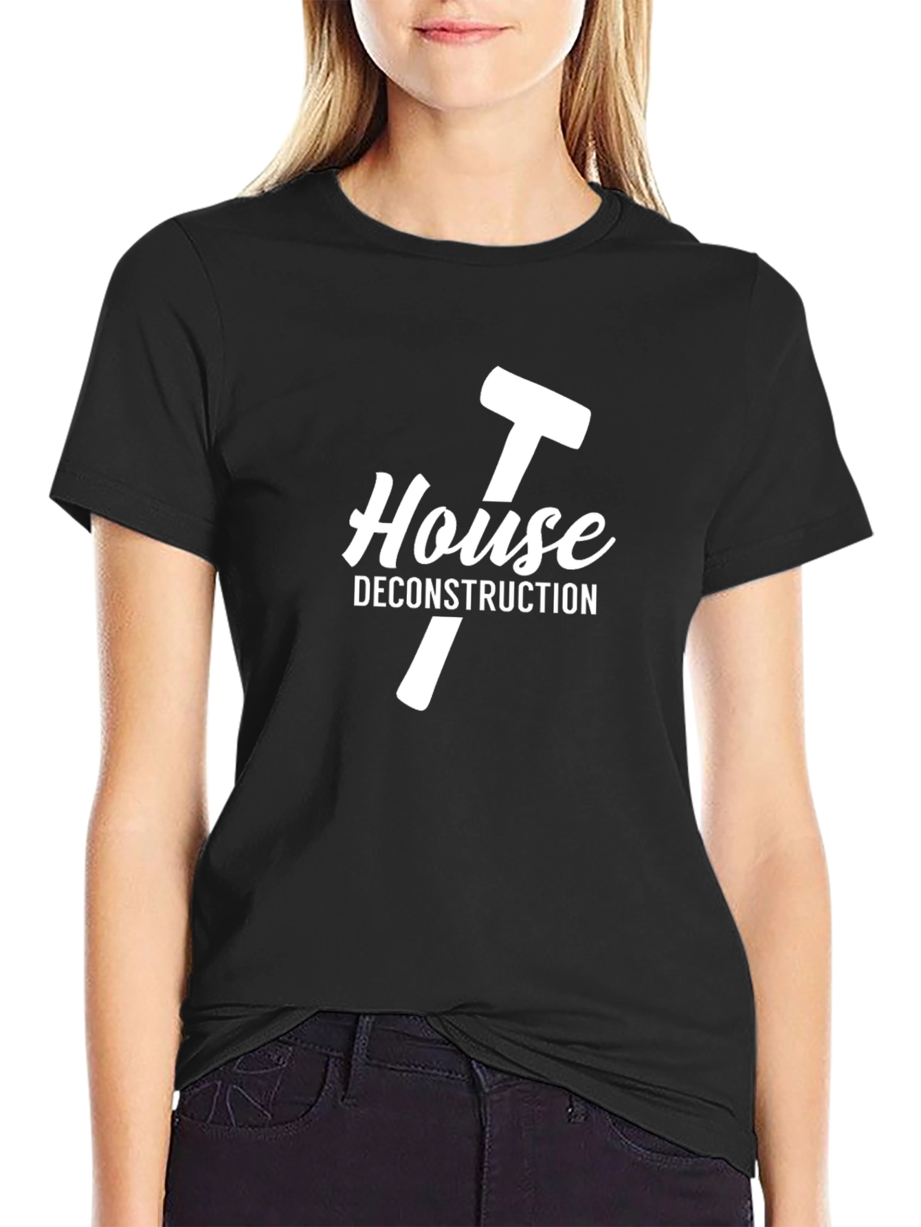 House Deconstruction Graphic Tee - Black Cotton T-Shirt