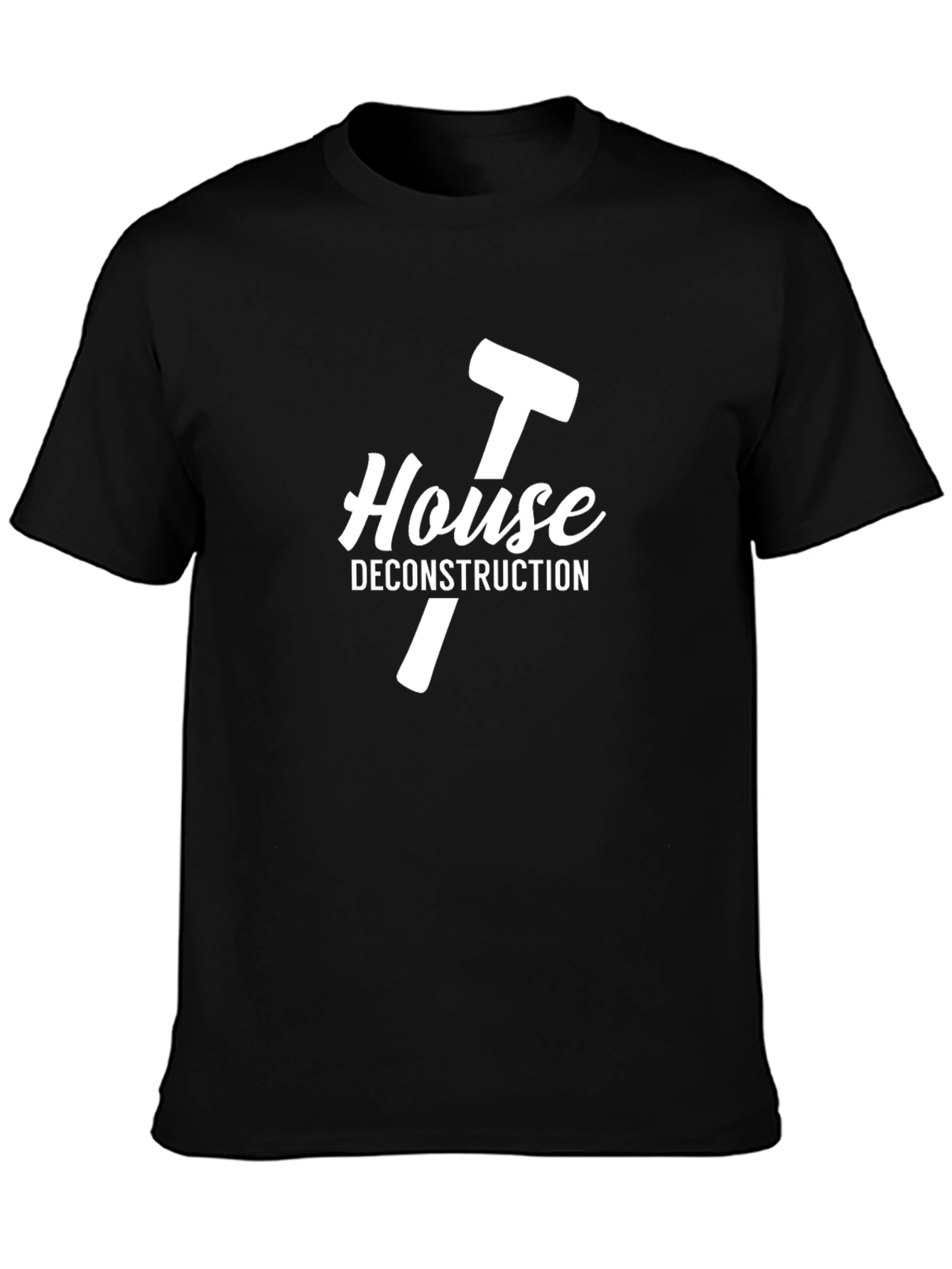 House Deconstruction Graphic Tee - Black Cotton T-Shirt