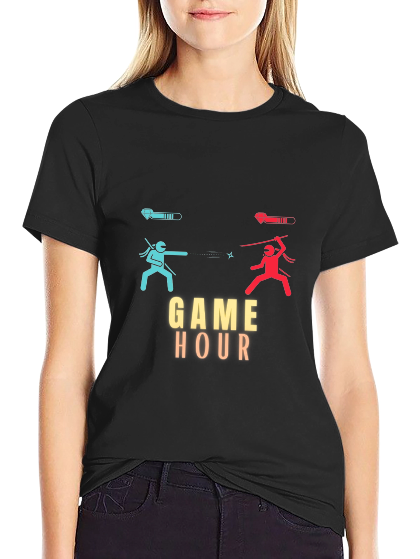 Game Hour Black T-Shirt - Gamer Ninja Showdown