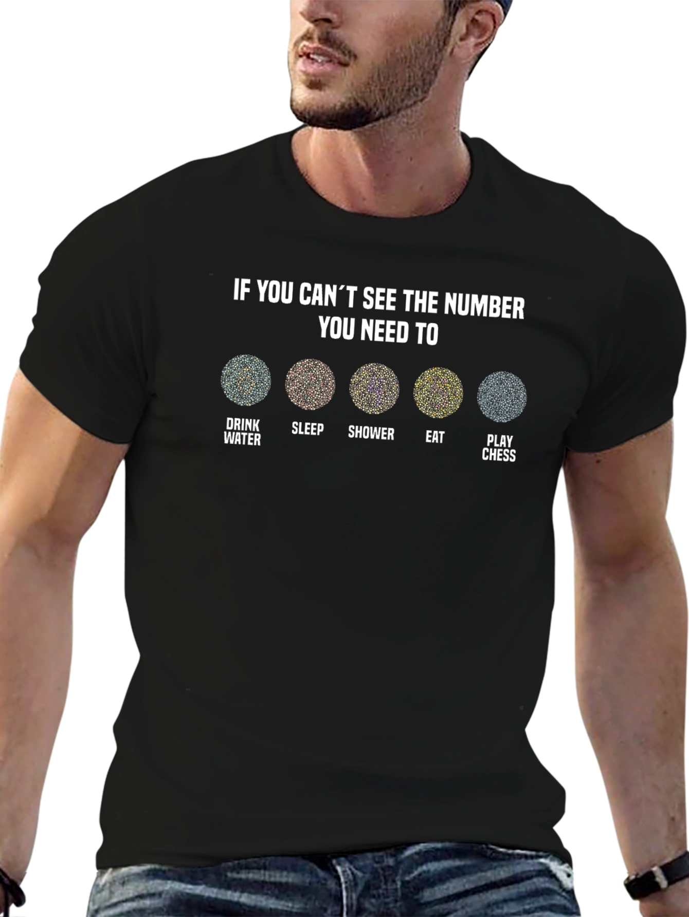 Number Illusion T-Shirt - Drink Sleep Shower Eat Chess