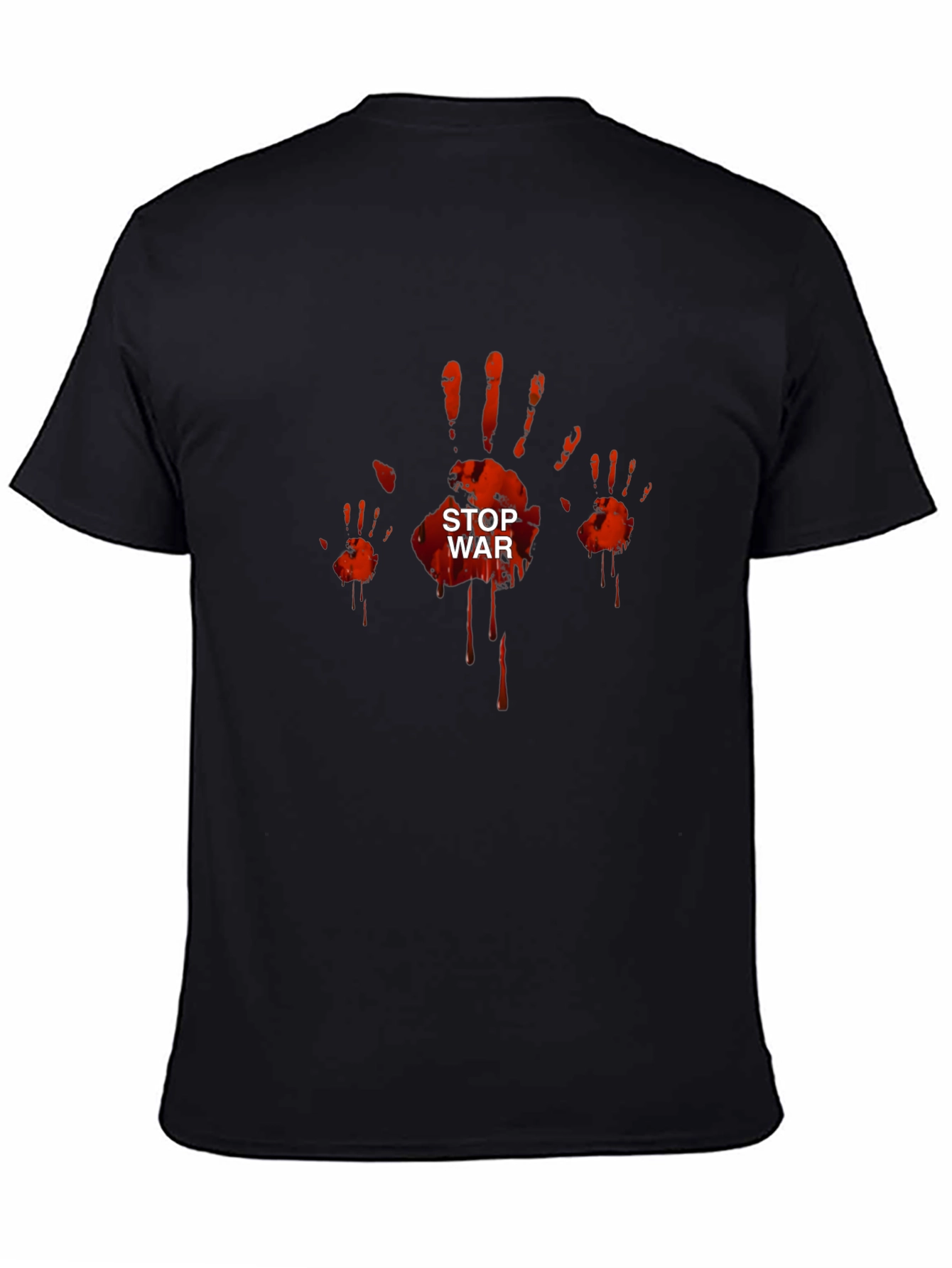 Stop War Graphic Tee - Bloody Handprint Design