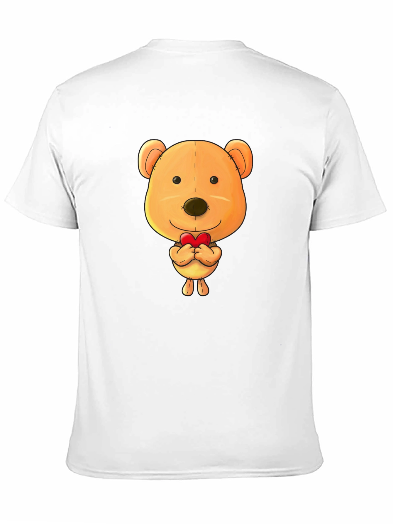 Cute Teddy Bear Heart Graphic Black T-Shirt