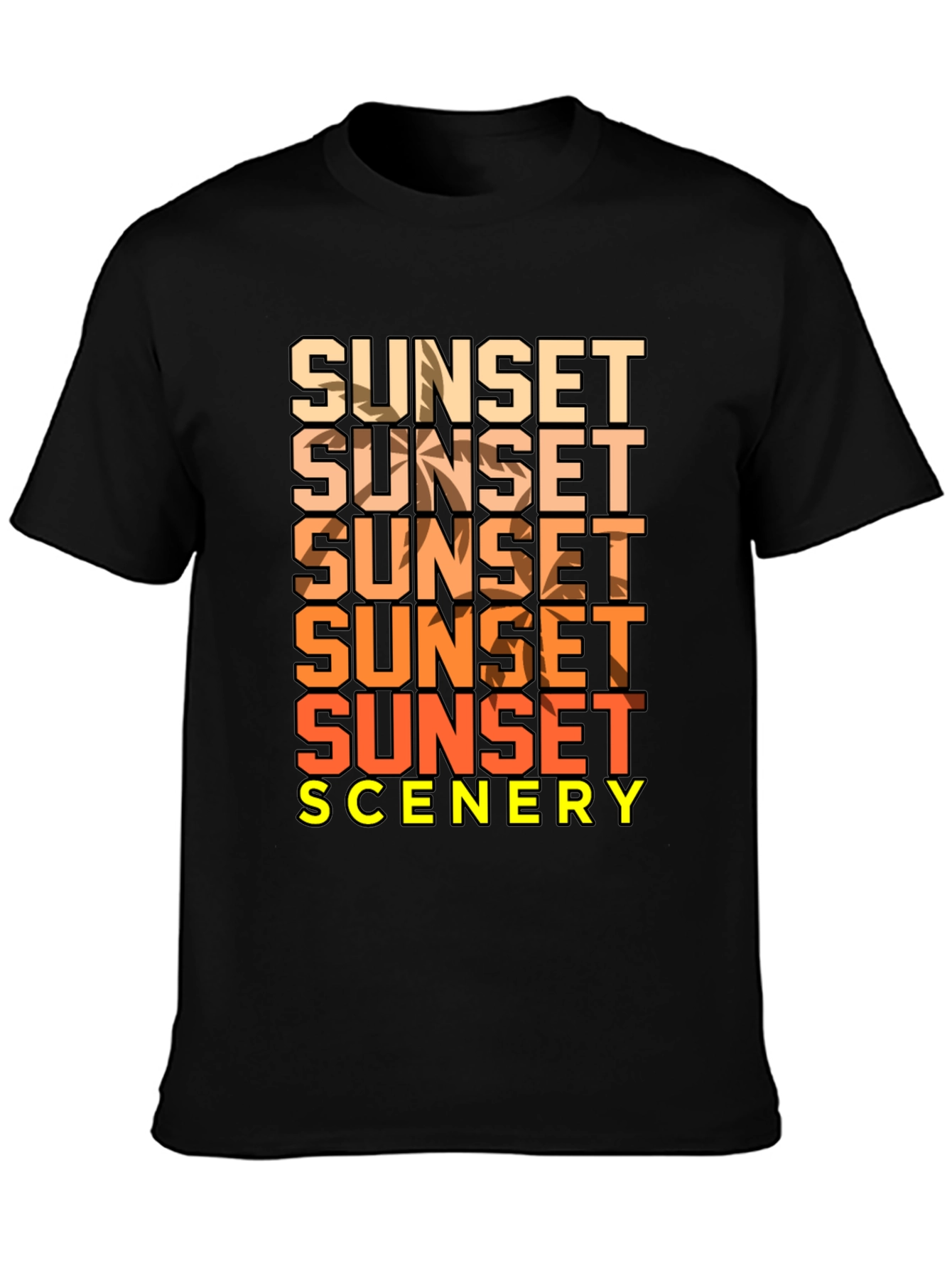 Sunset Scenery Graphic T-Shirt - Black