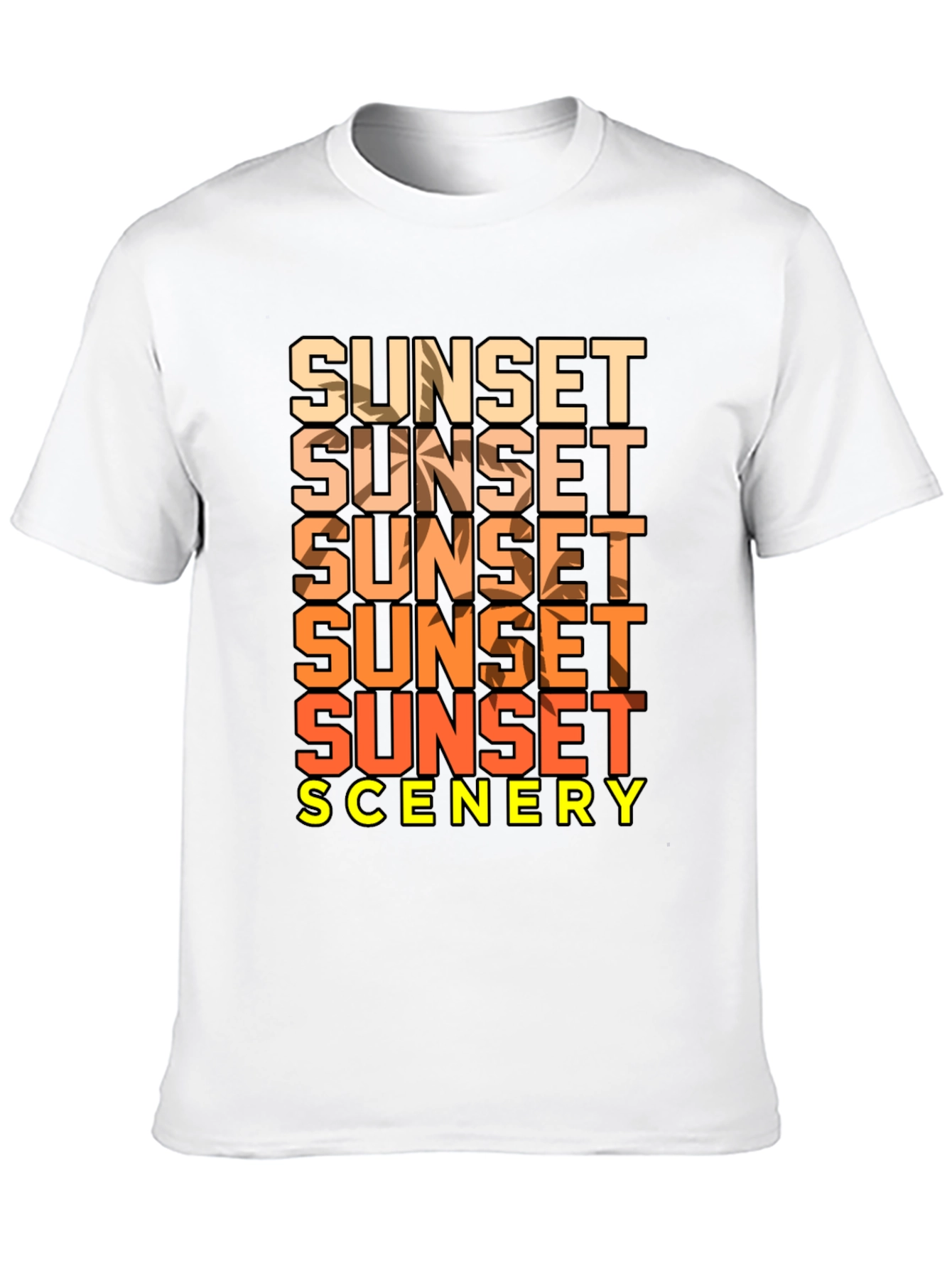 Sunset Scenery Graphic T-Shirt - Black