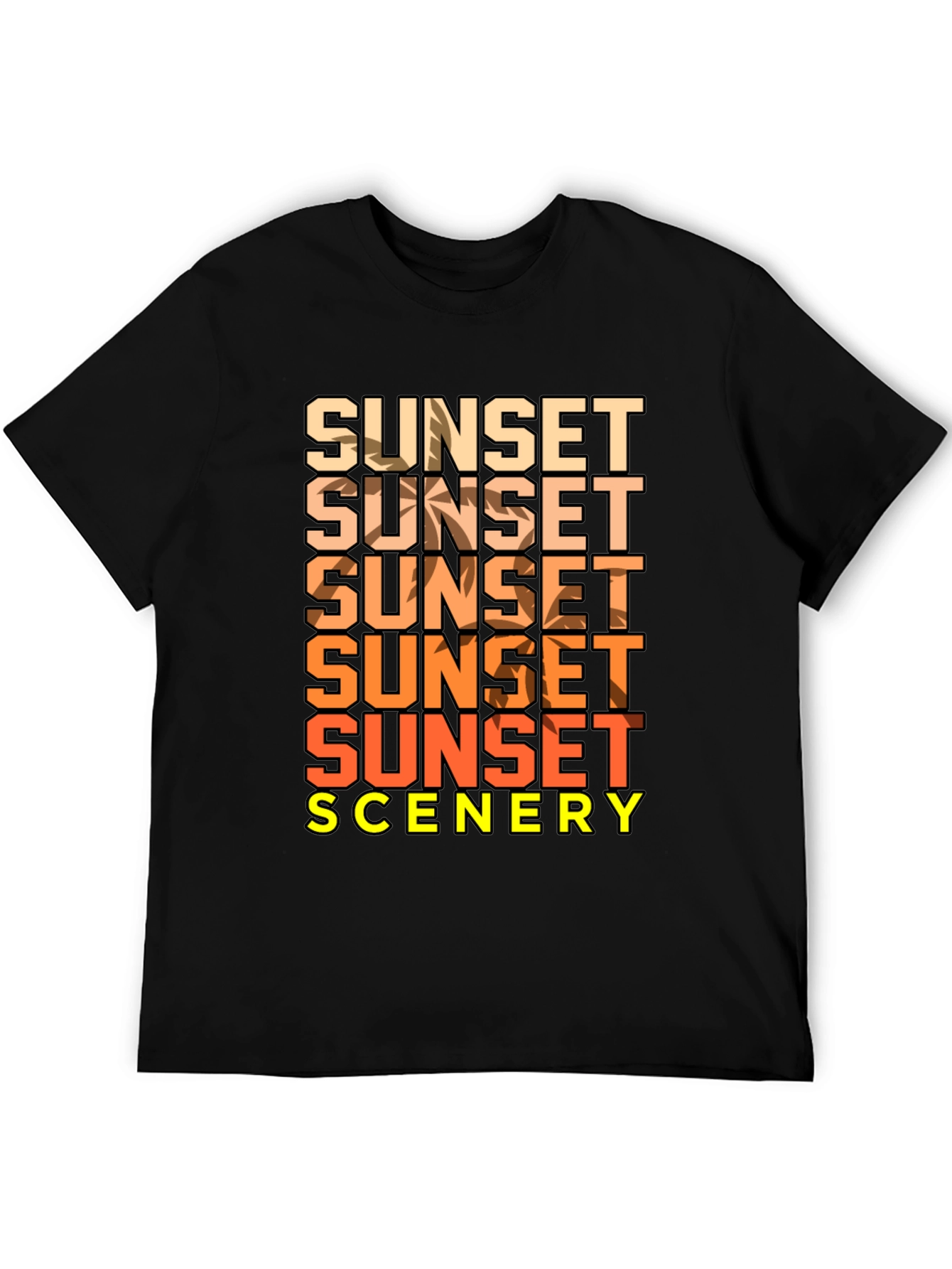 Sunset Scenery Graphic T-Shirt - Black