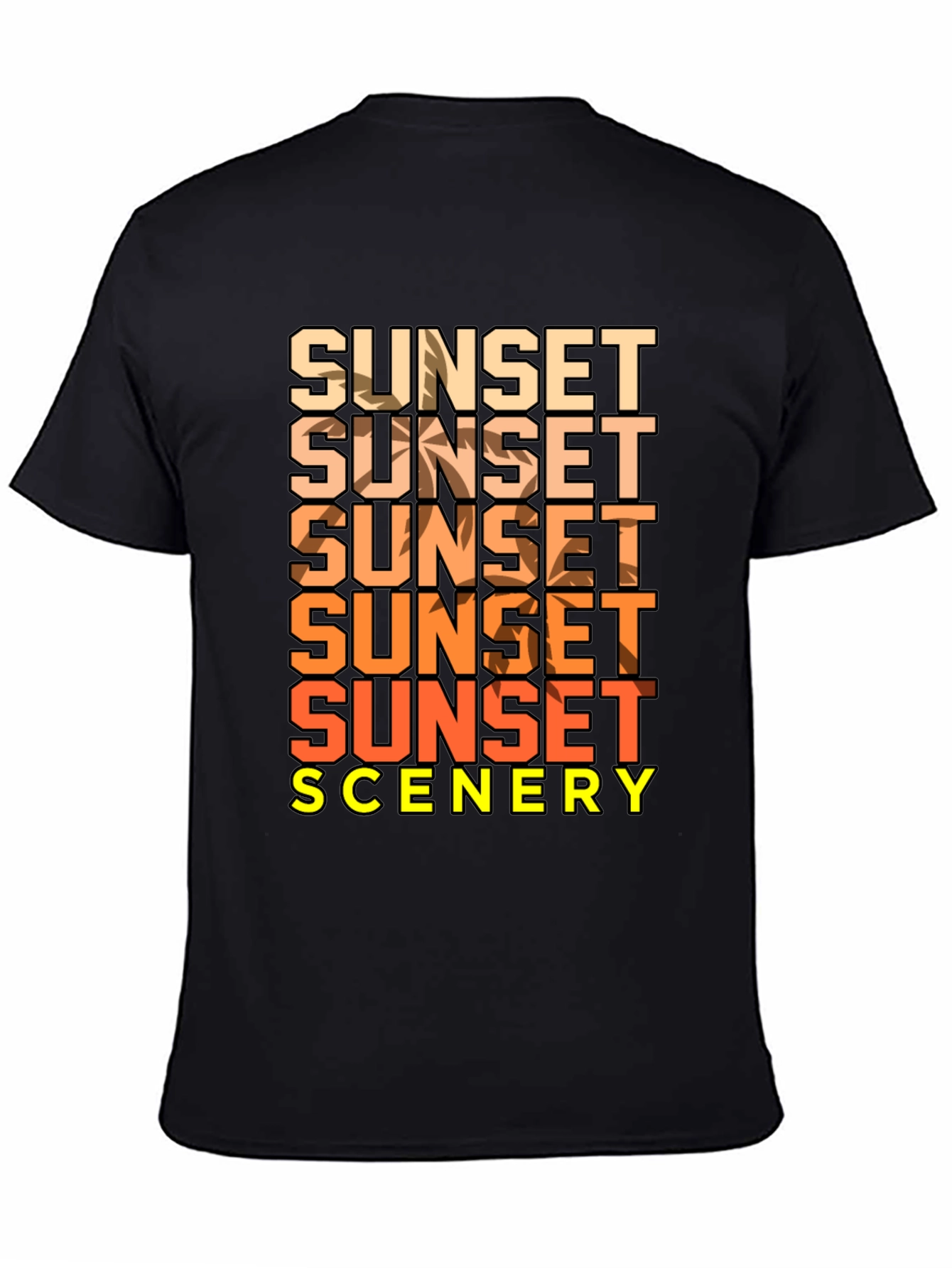 Sunset Scenery Graphic T-Shirt - Black