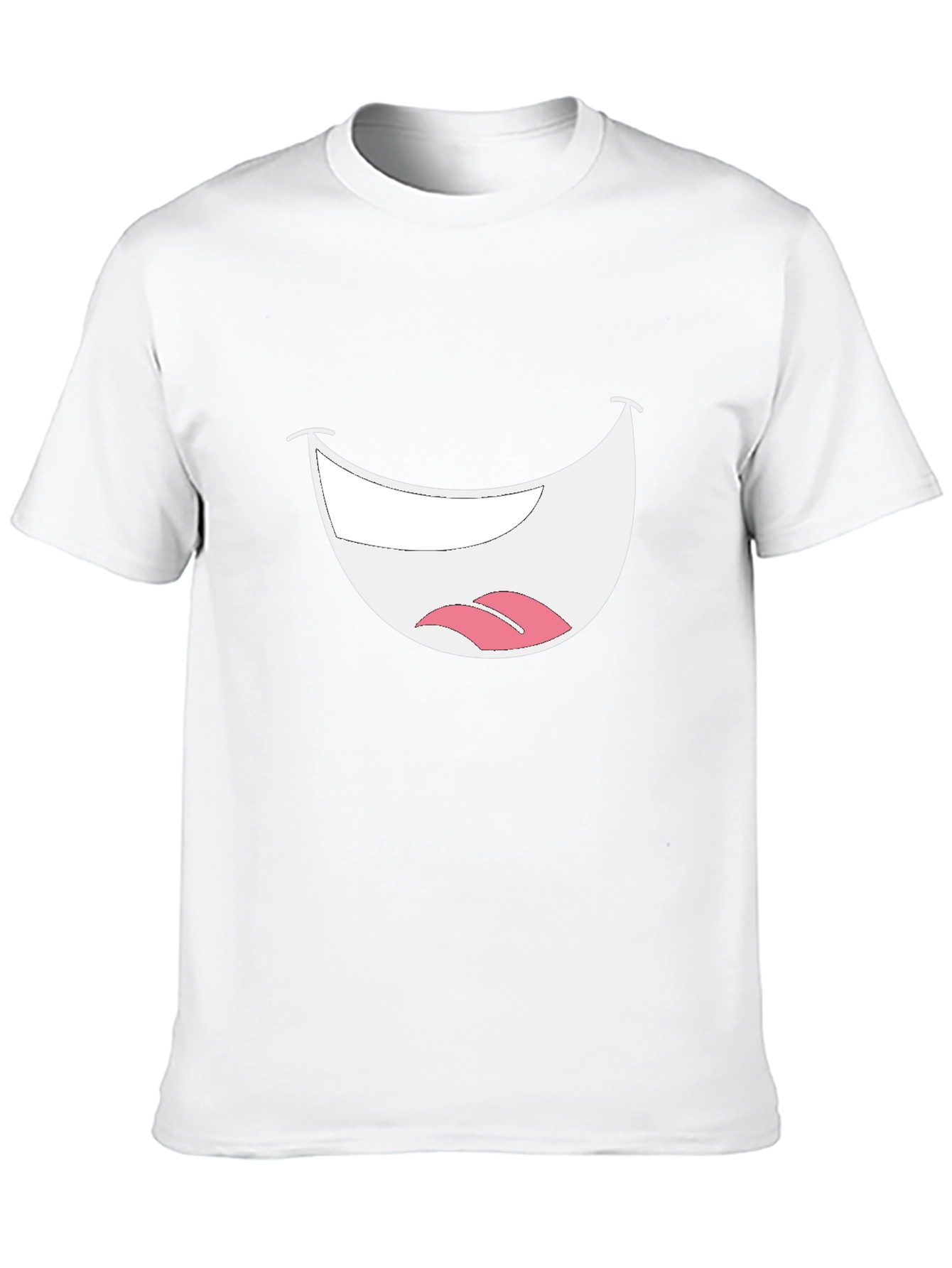 Smiley Mouth Graphic Tee - Black Cotton T-Shirt