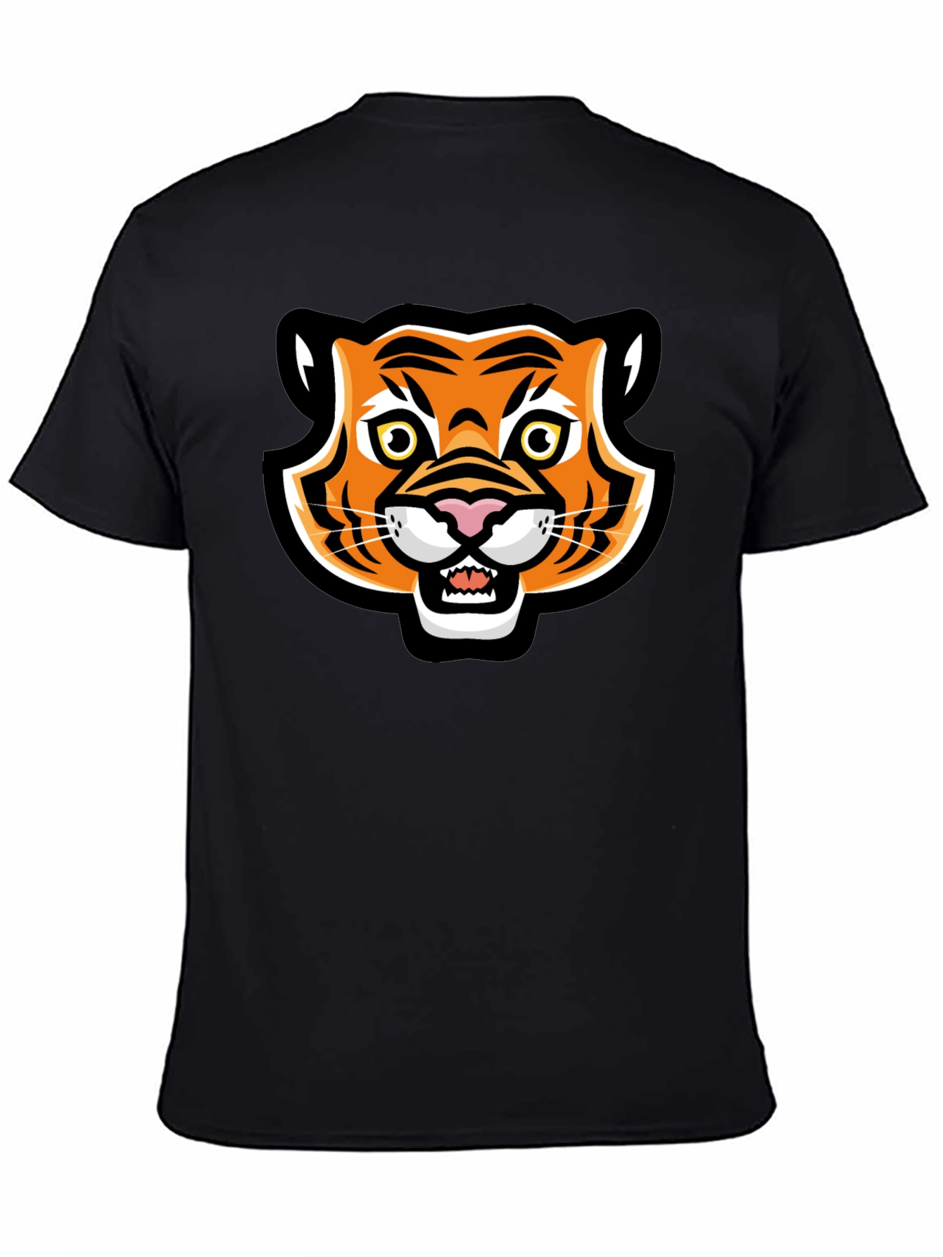 Cartoon Tiger Graphic Black T-Shirt