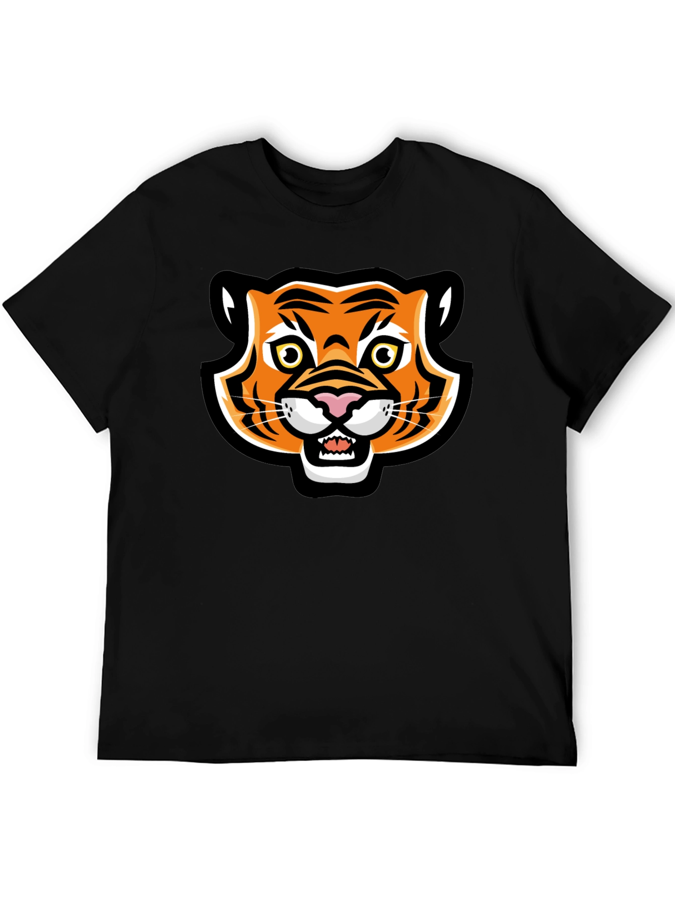 Cartoon Tiger Graphic Black T-Shirt