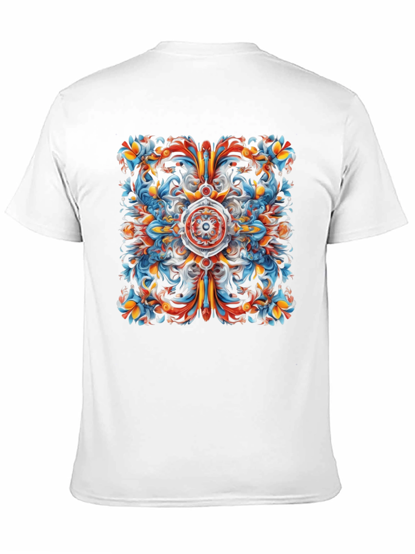 Vibrant Floral Mandala Graphic Print Black T-Shirt
