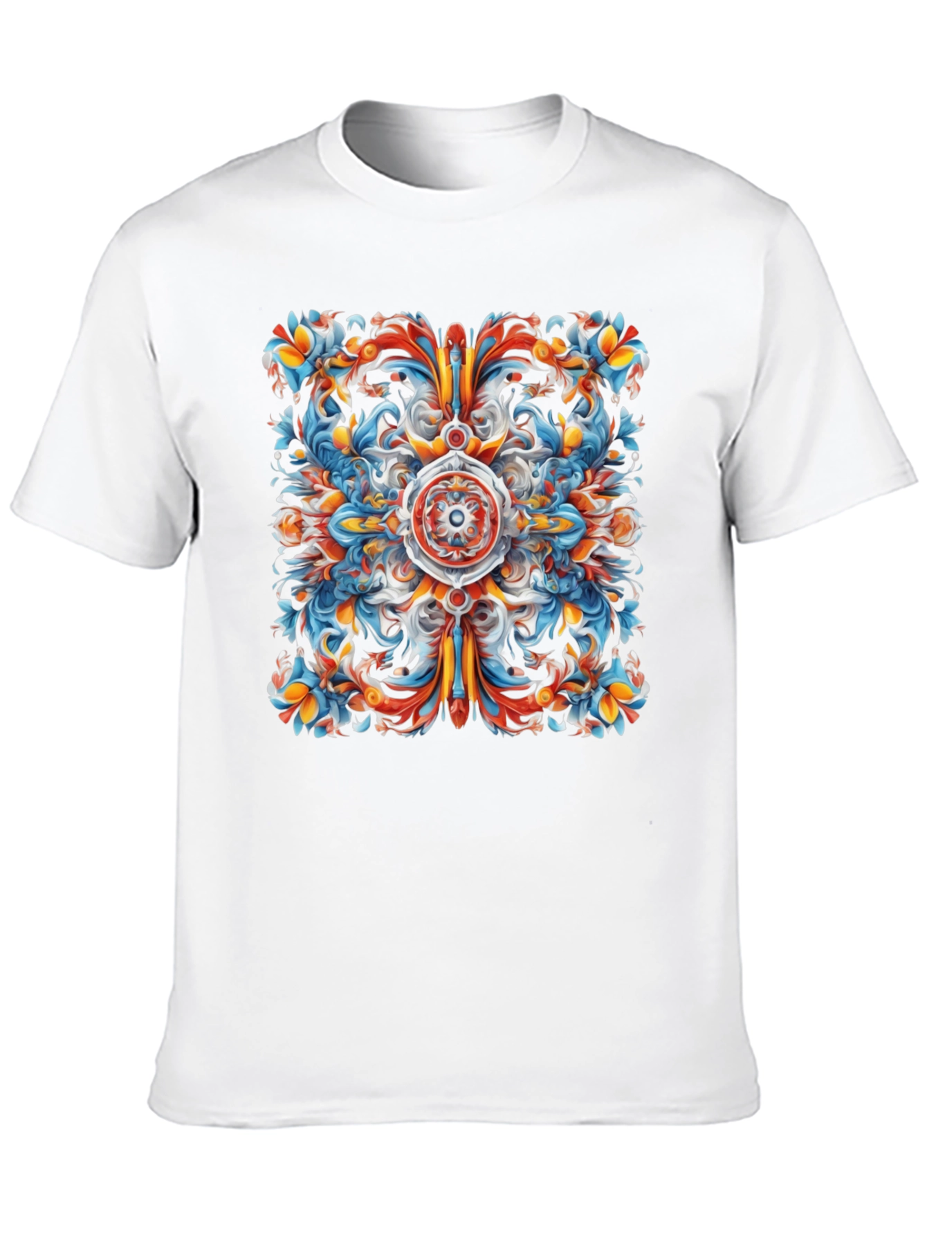 Vibrant Floral Mandala Graphic Print Black T-Shirt
