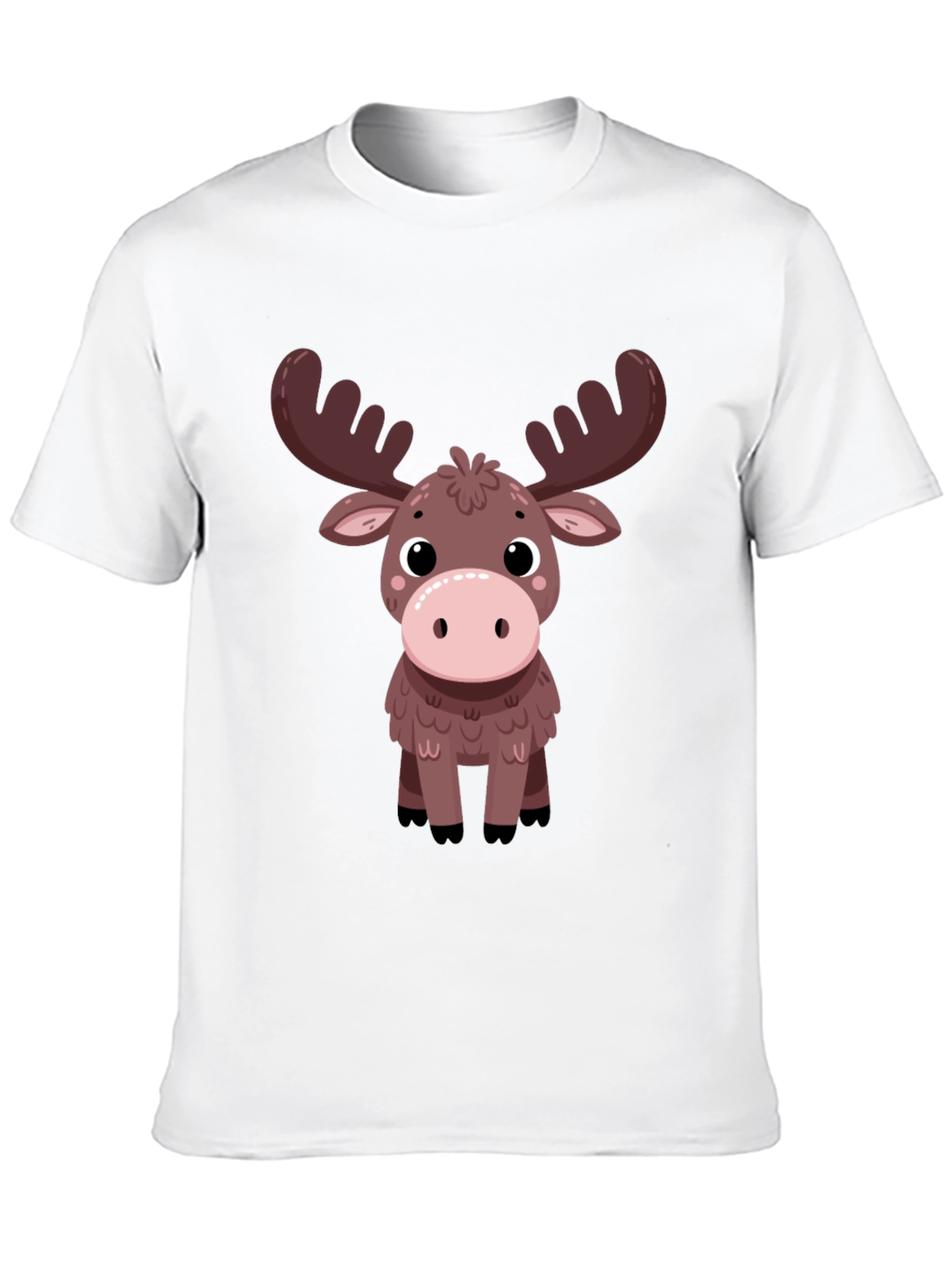 Cute Moose Graphic Tee - Black Cotton T-Shirt