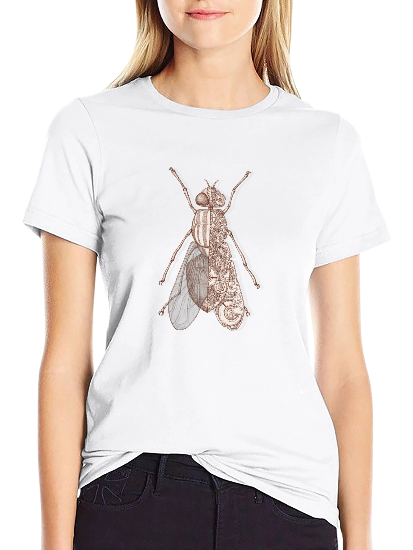 Steampunk Fly Graphic T-Shirt - Unique Insect Design