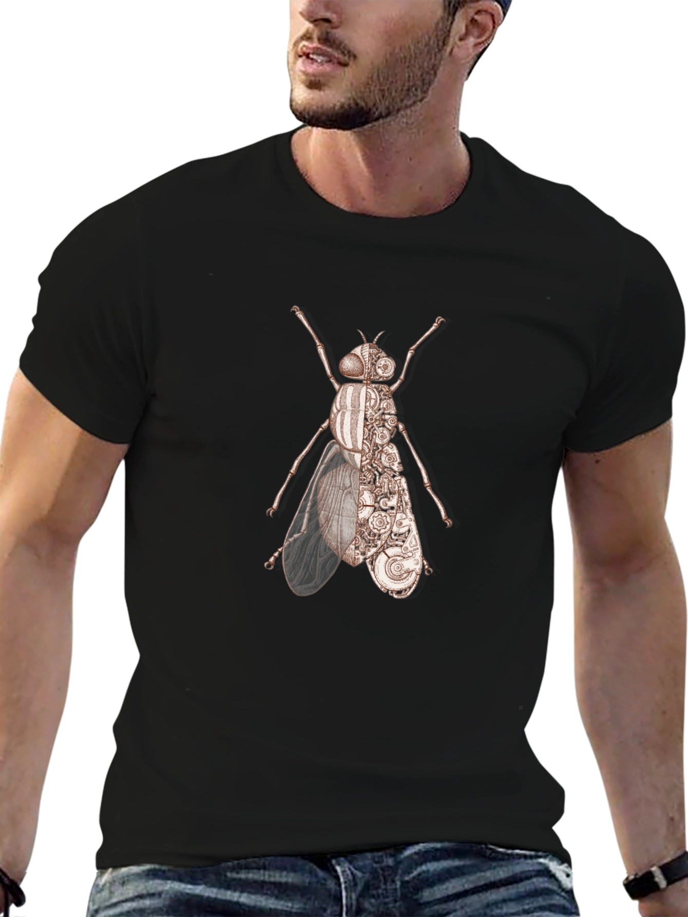 Steampunk Fly Graphic T-Shirt - Unique Insect Design