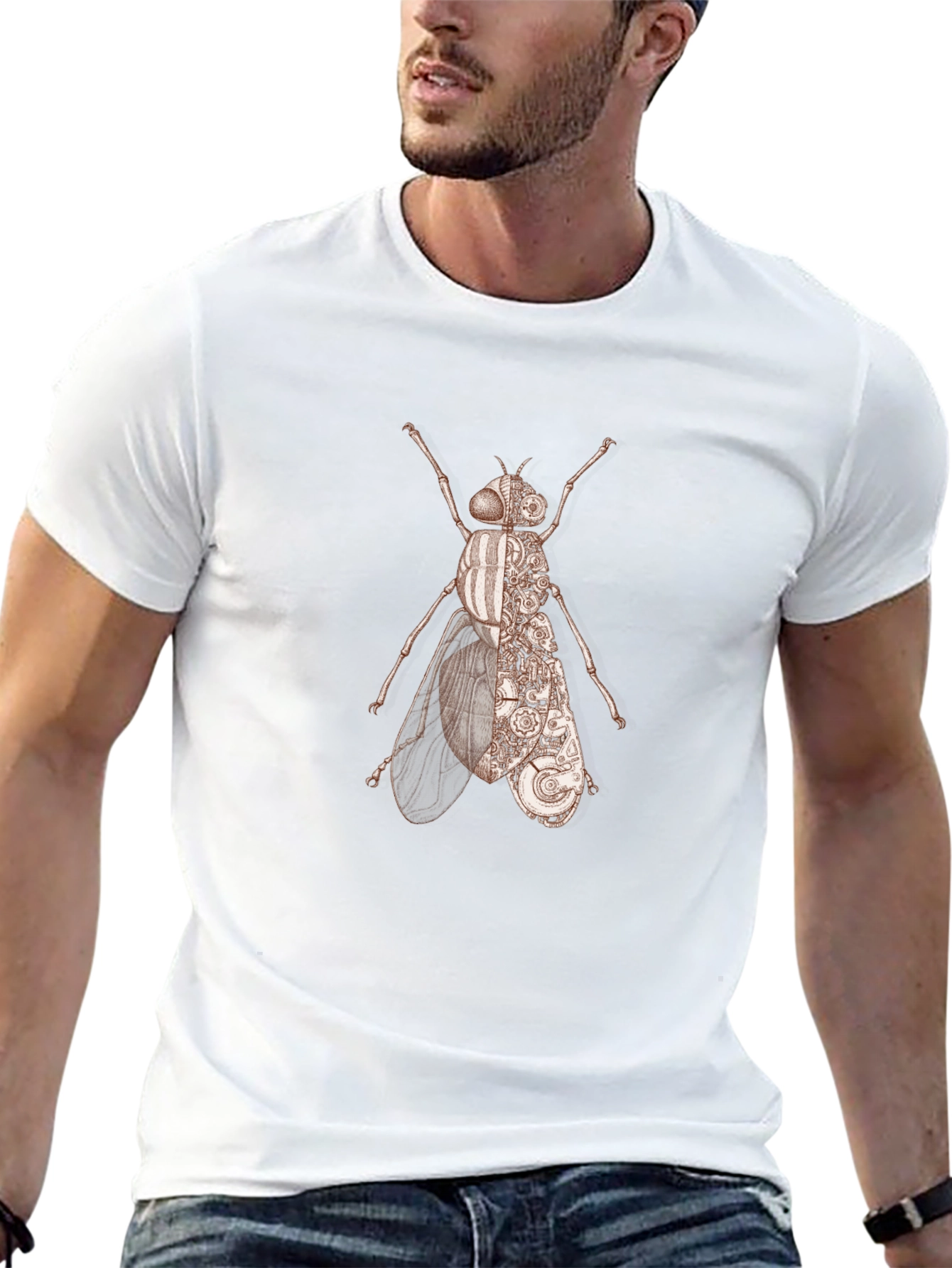 Steampunk Fly Graphic T-Shirt - Unique Insect Design