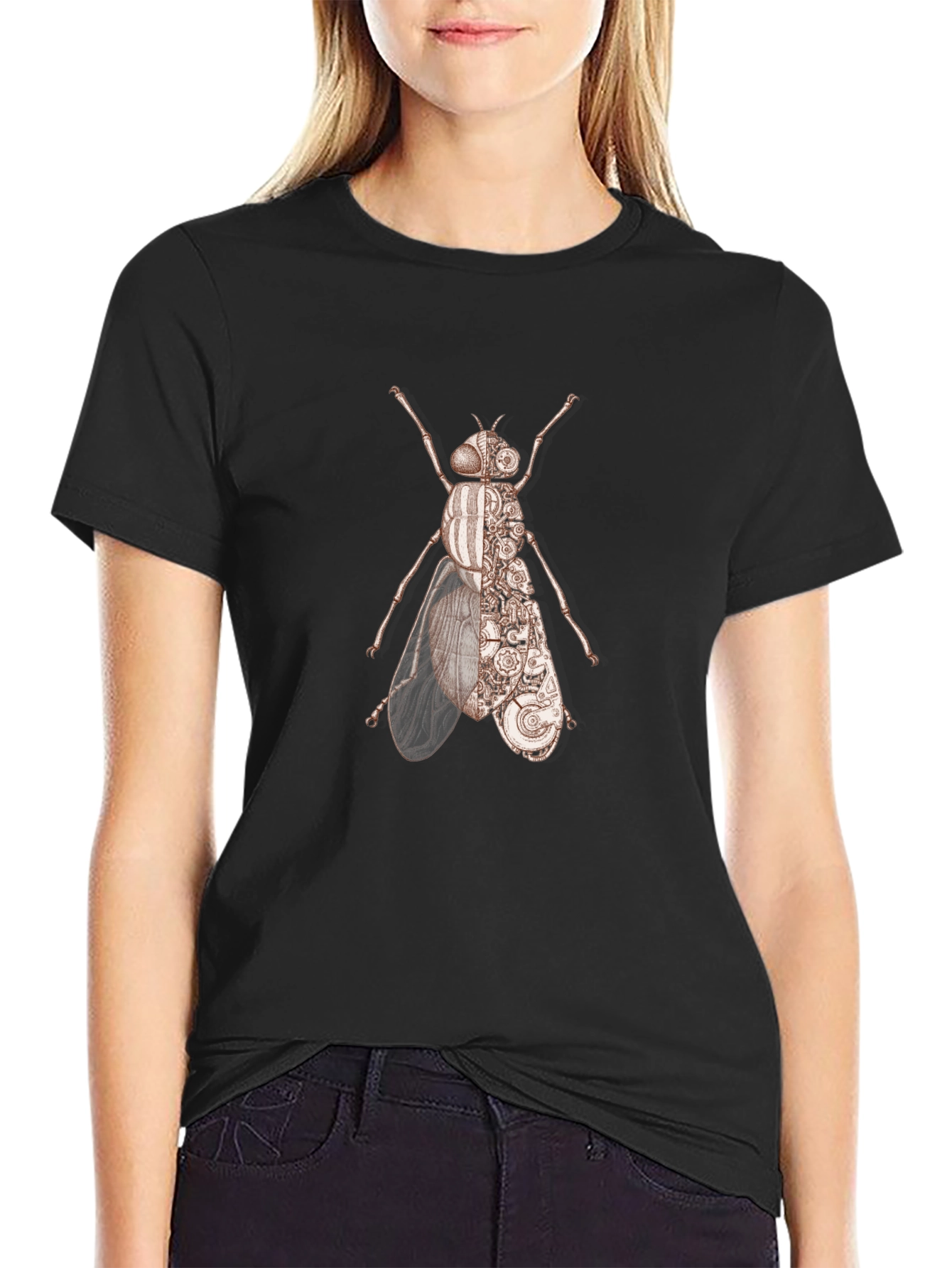 Steampunk Fly Graphic T-Shirt - Unique Insect Design