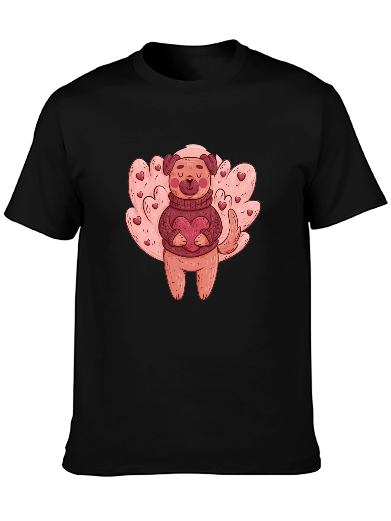 Dog Holding Heart Graphic T-Shirt