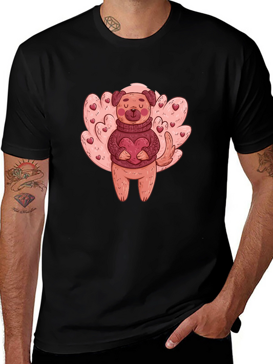 Dog Holding Heart Graphic T-Shirt