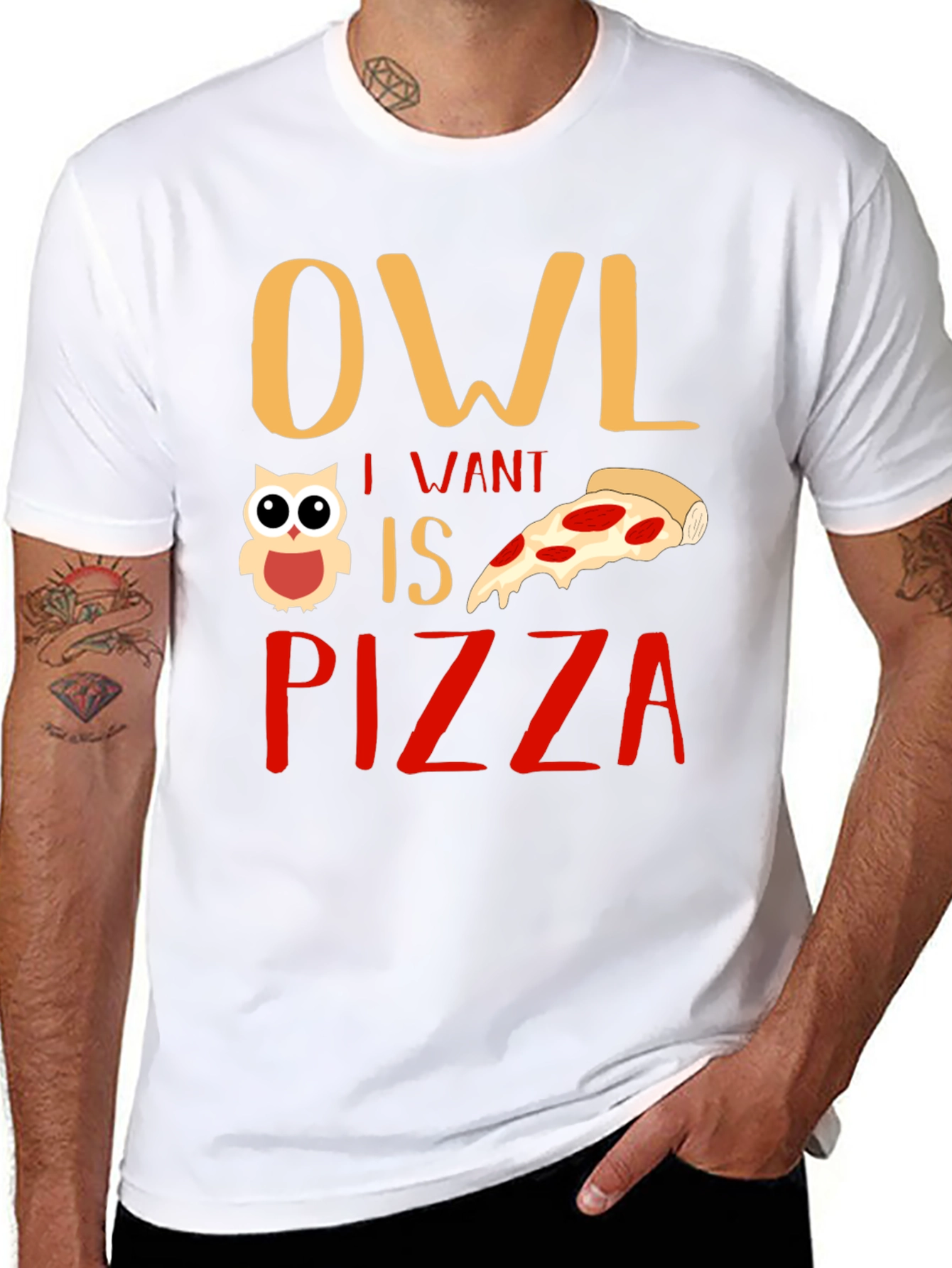 Owl I Want is Pizza Graphic T-Shirt