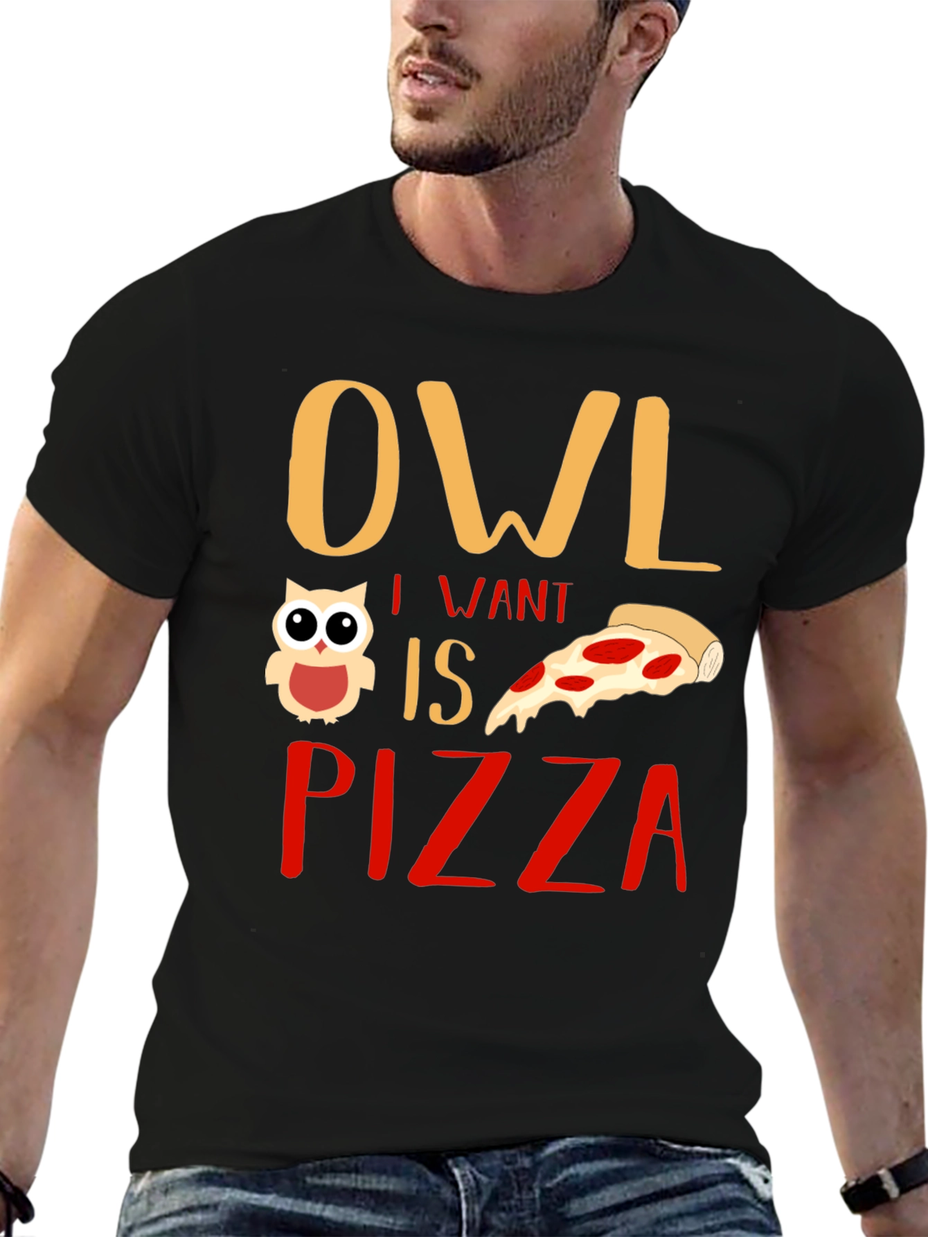 Owl I Want is Pizza Graphic T-Shirt