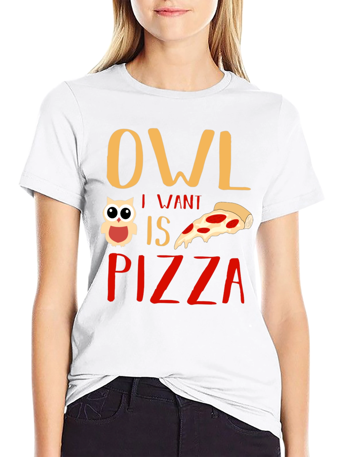 Owl I Want is Pizza Graphic T-Shirt