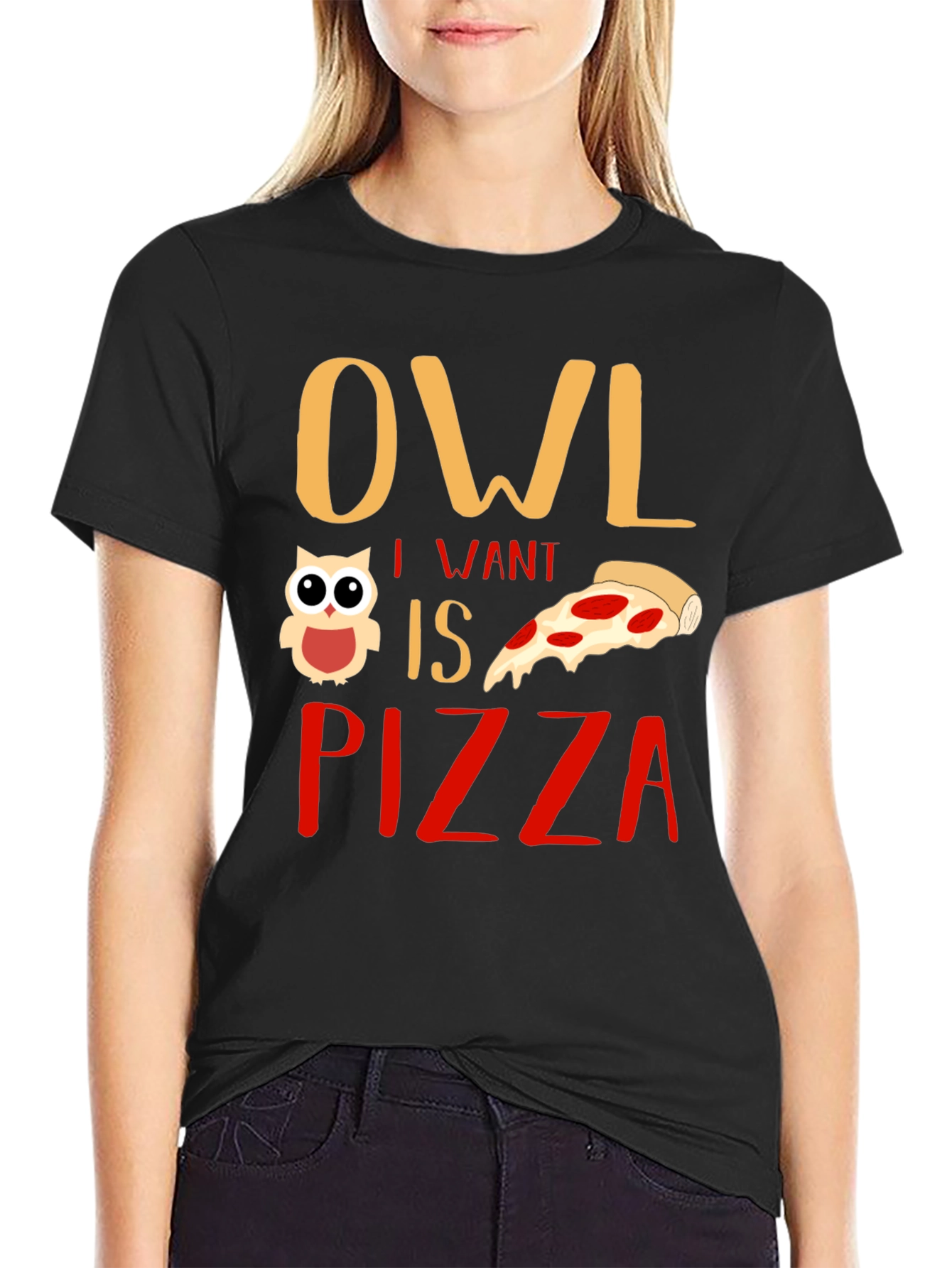 Owl I Want is Pizza Graphic T-Shirt