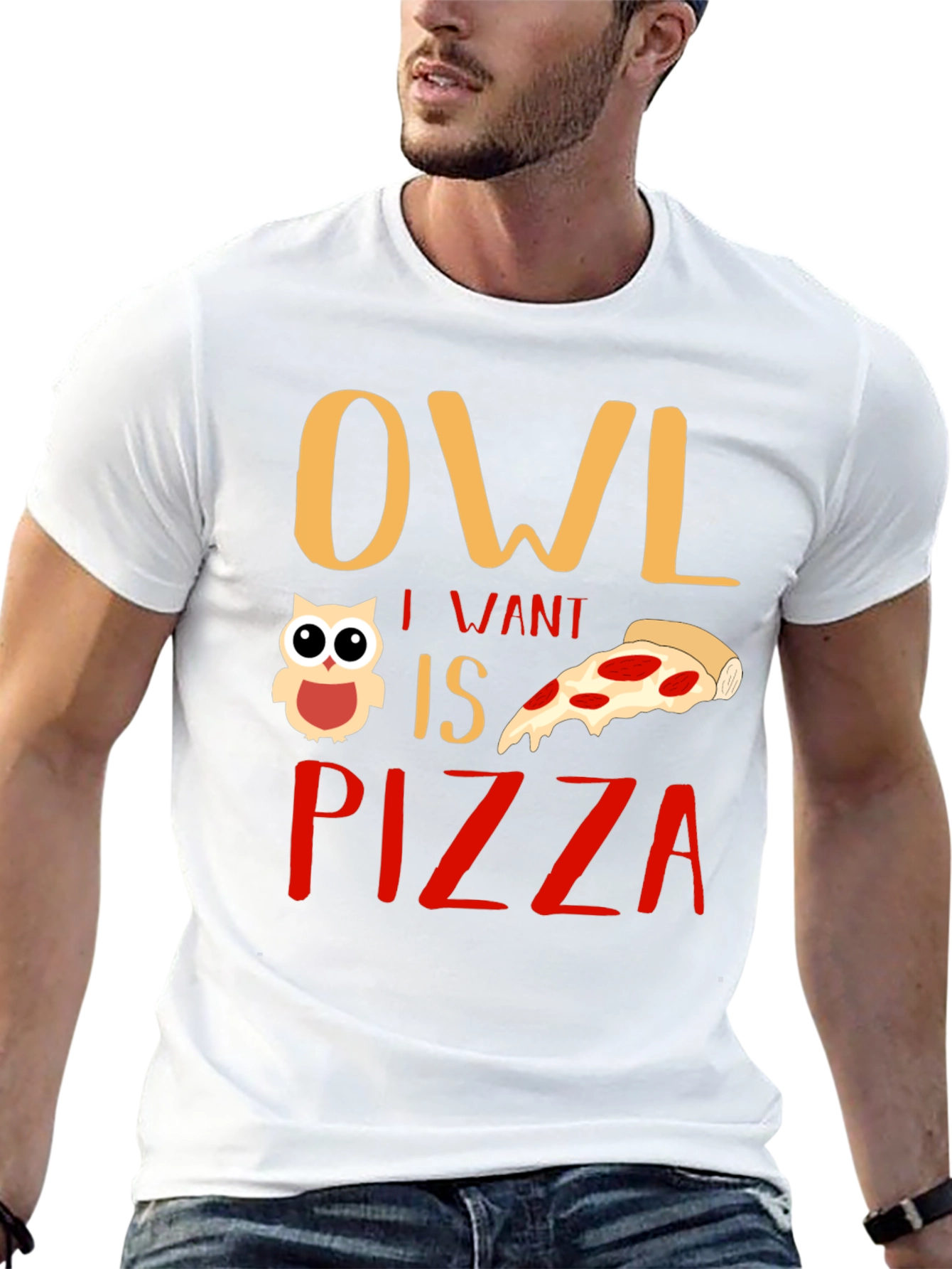 Owl I Want is Pizza Graphic T-Shirt