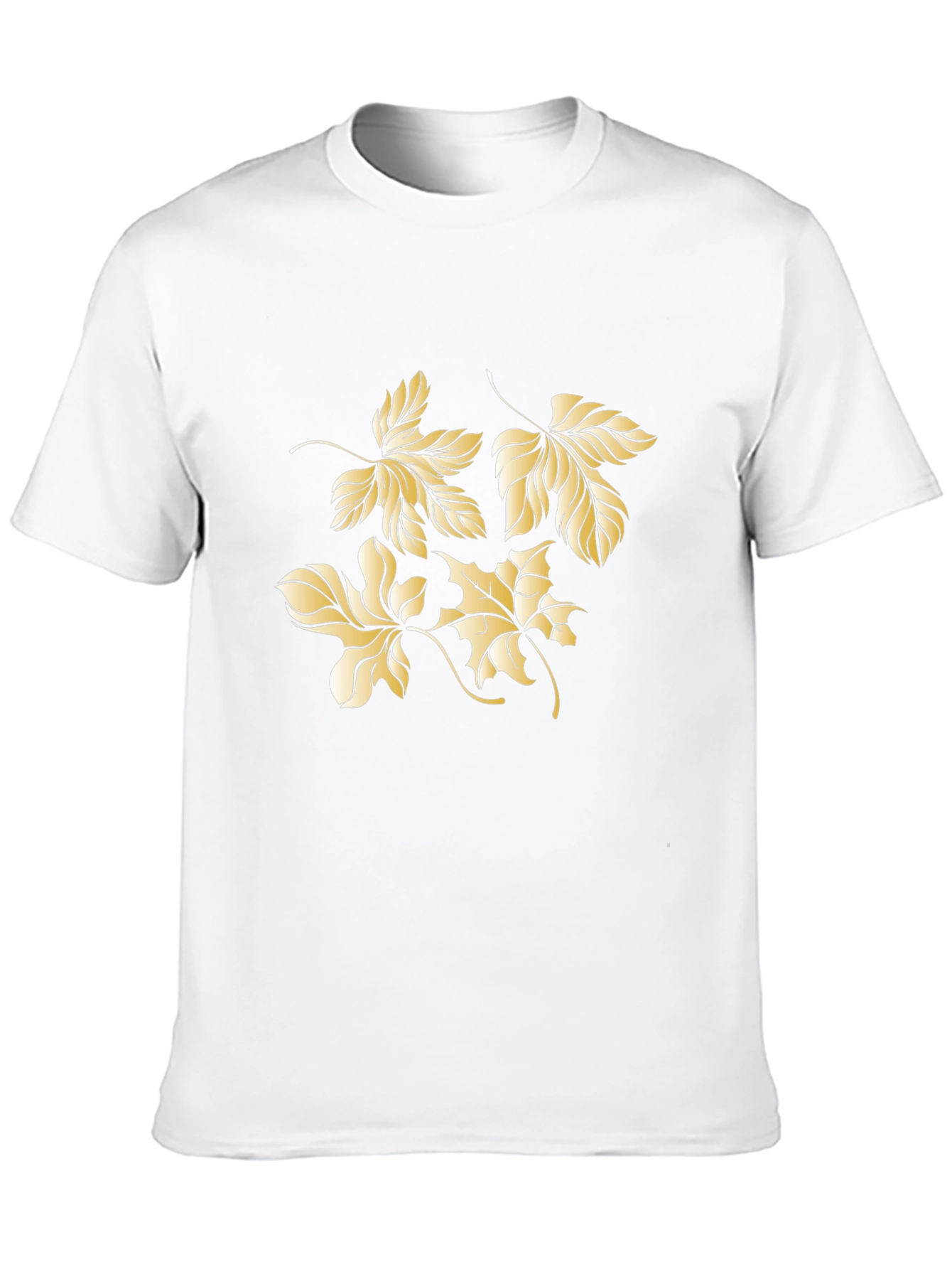 Mens Black Tee with Gold Leaf Design