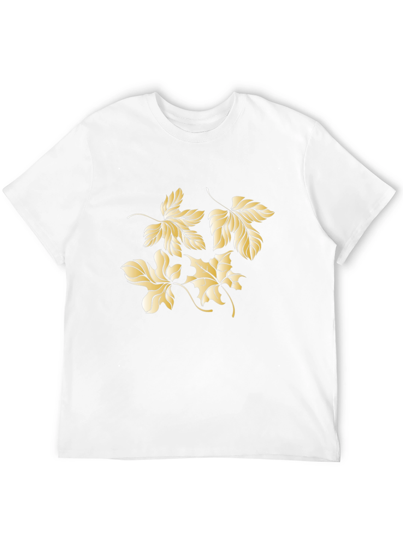 Mens Black Tee with Gold Leaf Design
