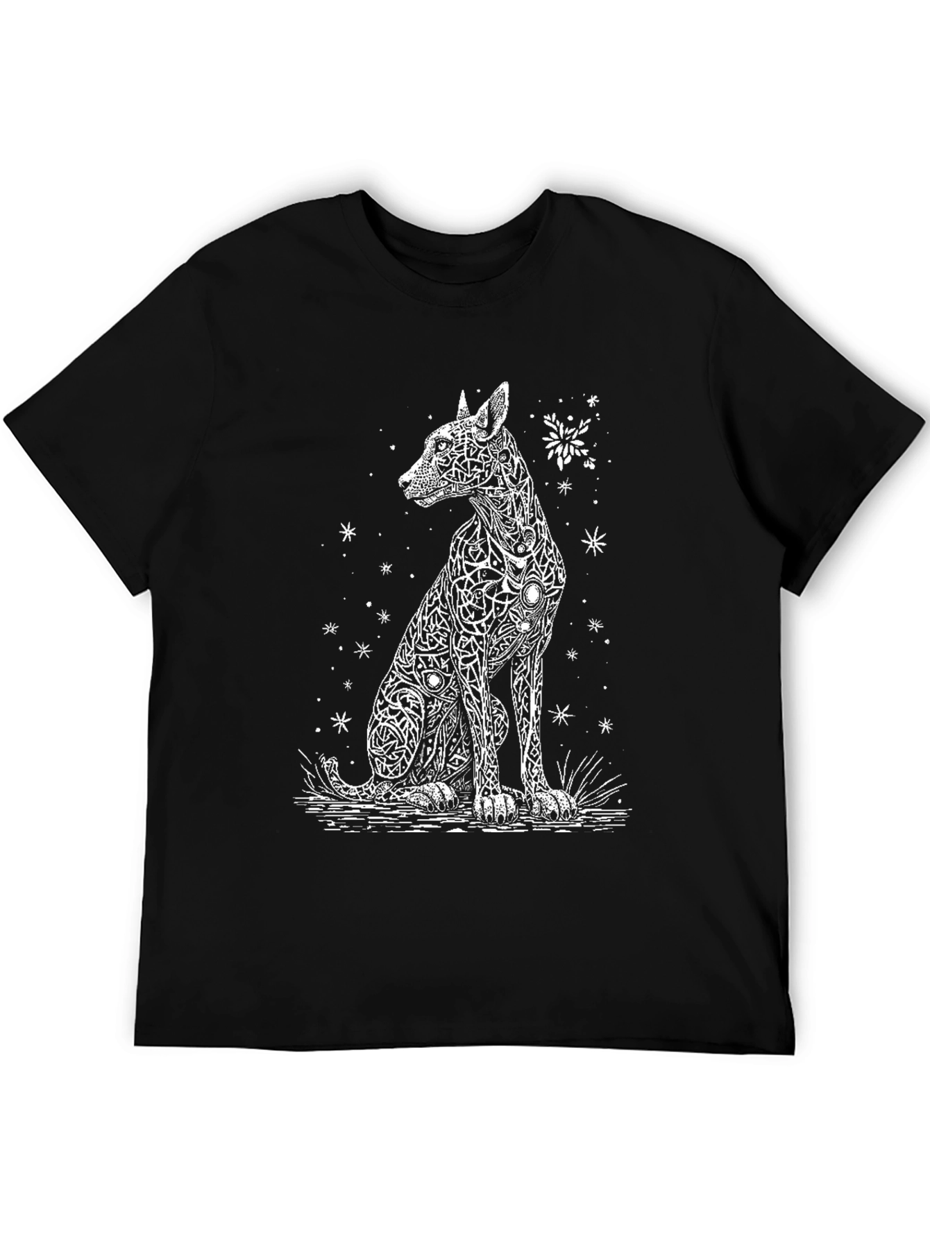 Dog Art Print Black T-Shirt - Unique Design