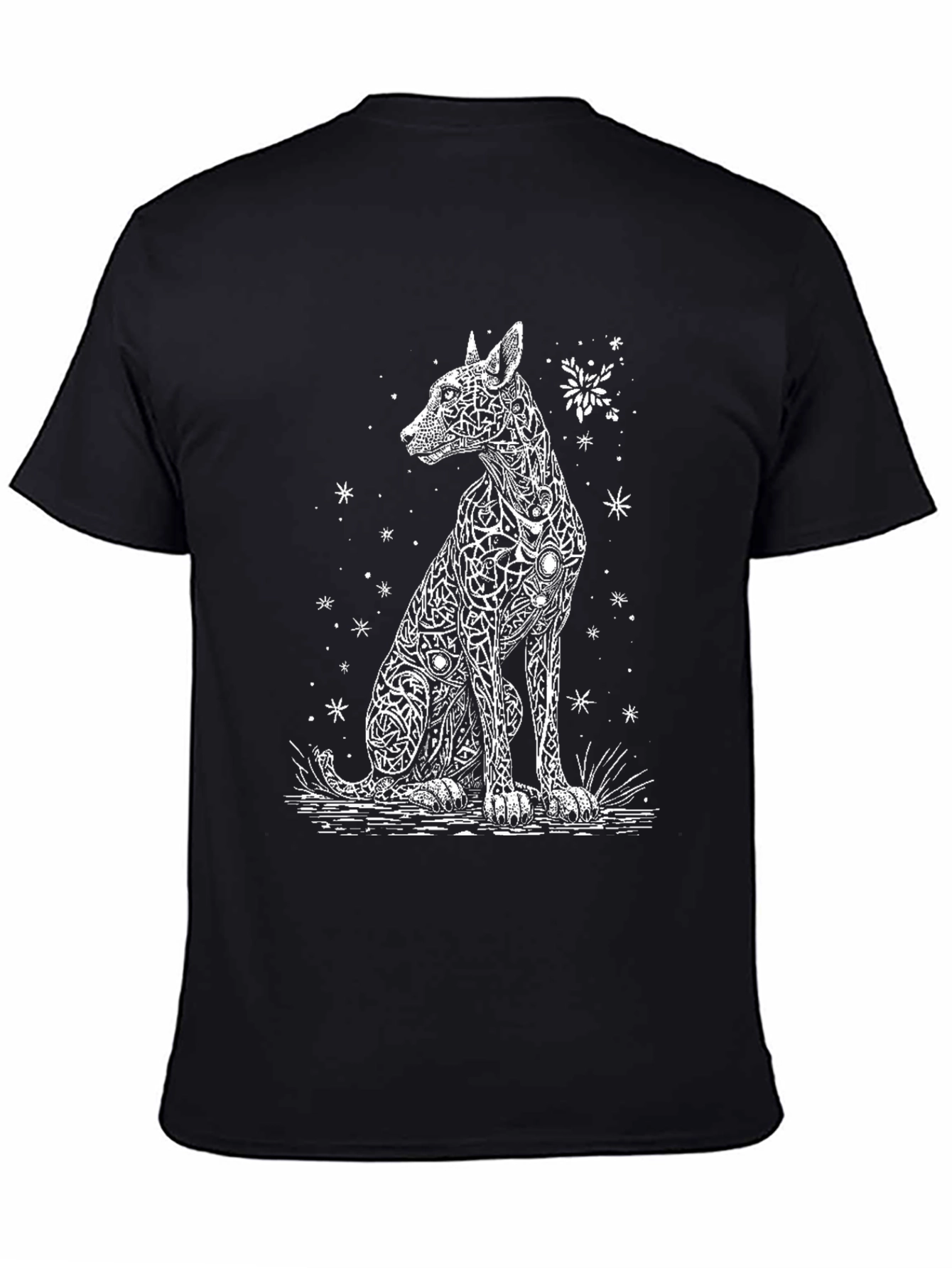 Dog Art Print Black T-Shirt - Unique Design