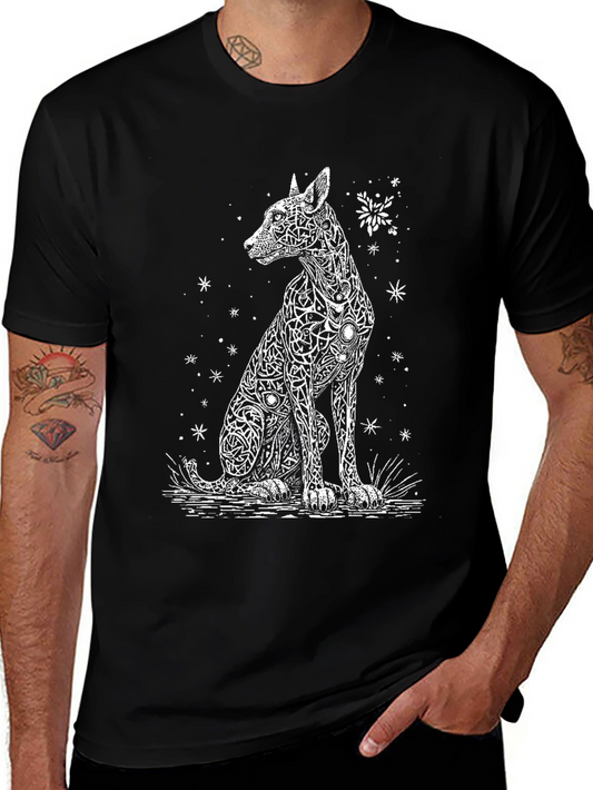 Dog Art Print Black T-Shirt - Unique Design