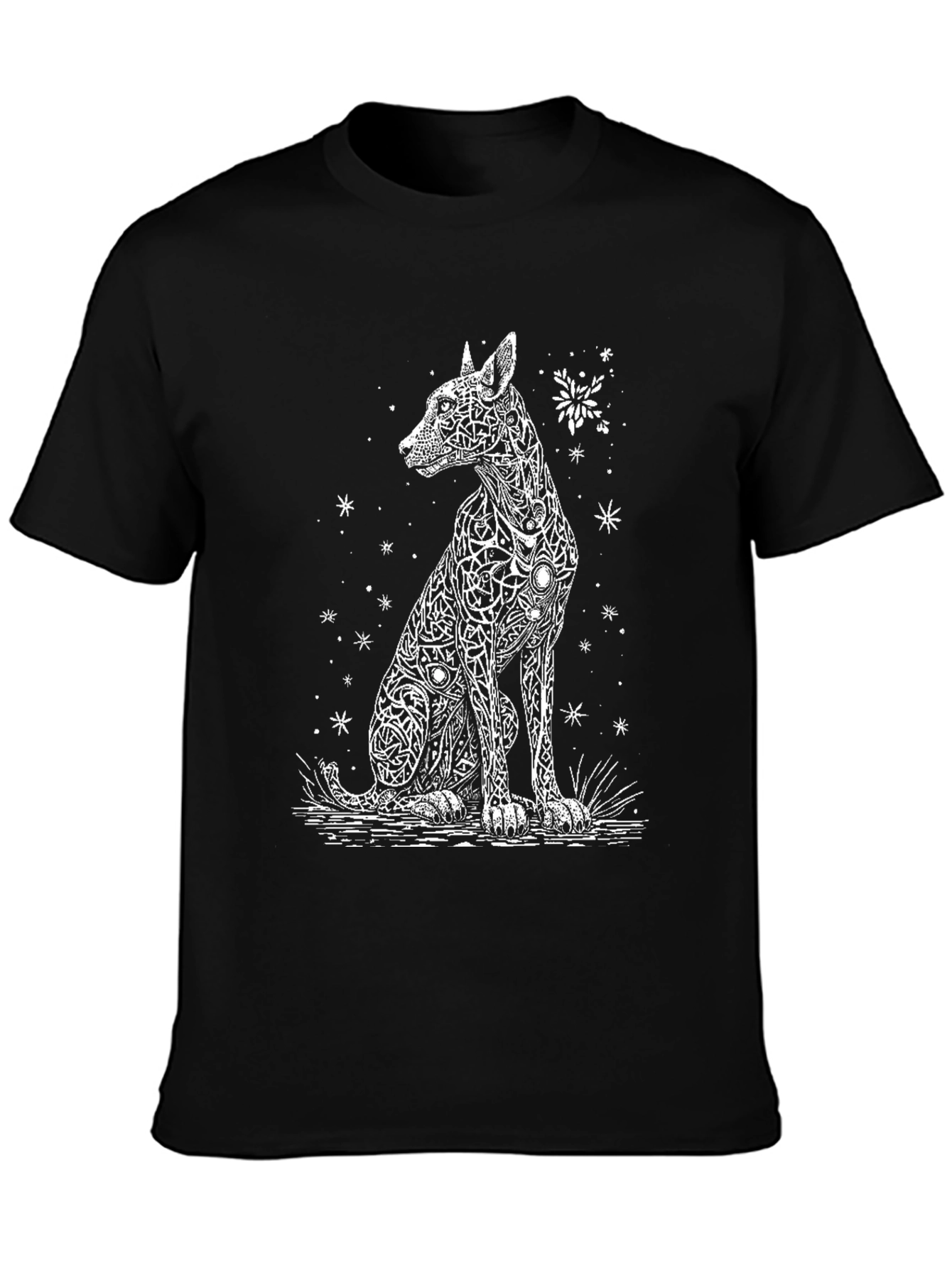 Dog Art Print Black T-Shirt - Unique Design