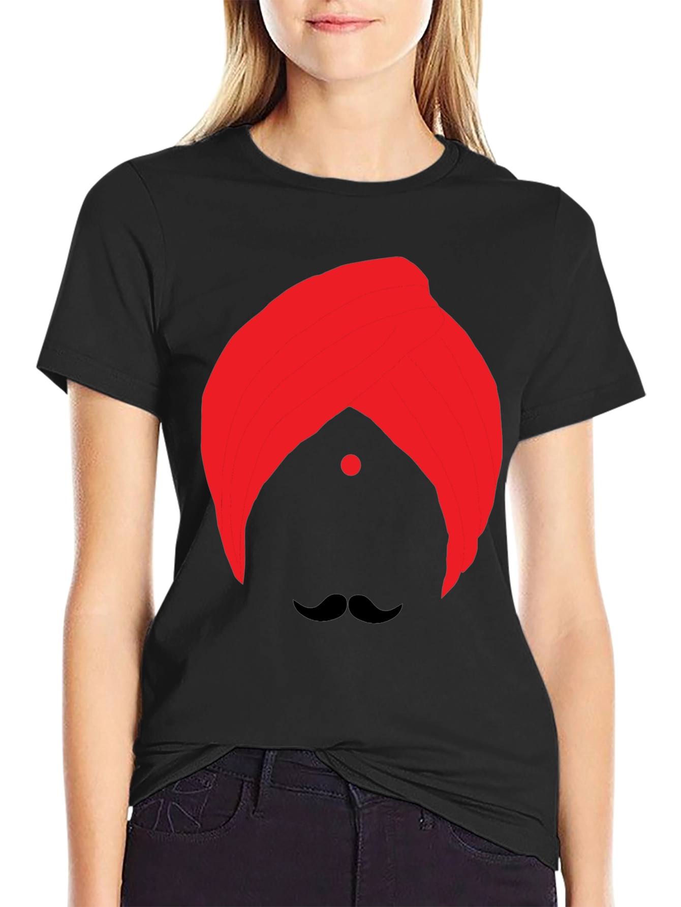 Graphic Tee: Red Turban & Mustache