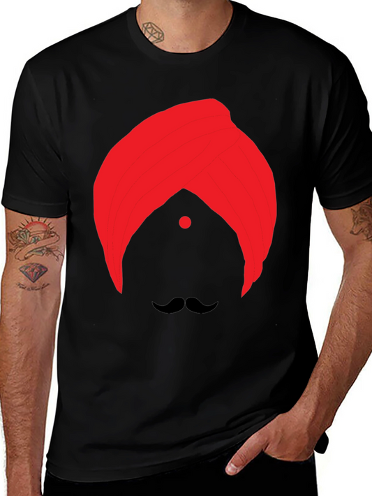 Graphic Tee: Red Turban & Mustache