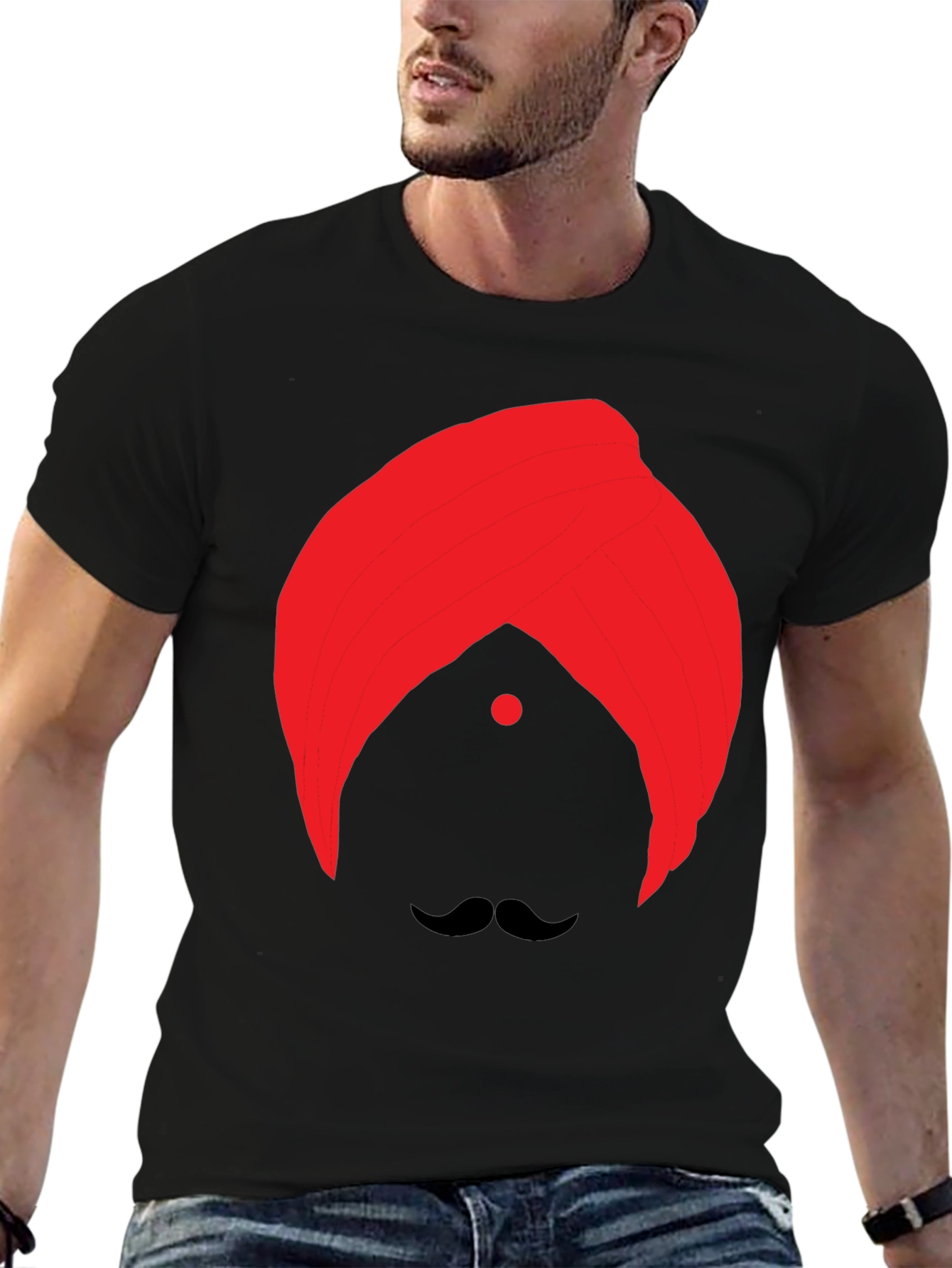 Graphic Tee: Red Turban & Mustache