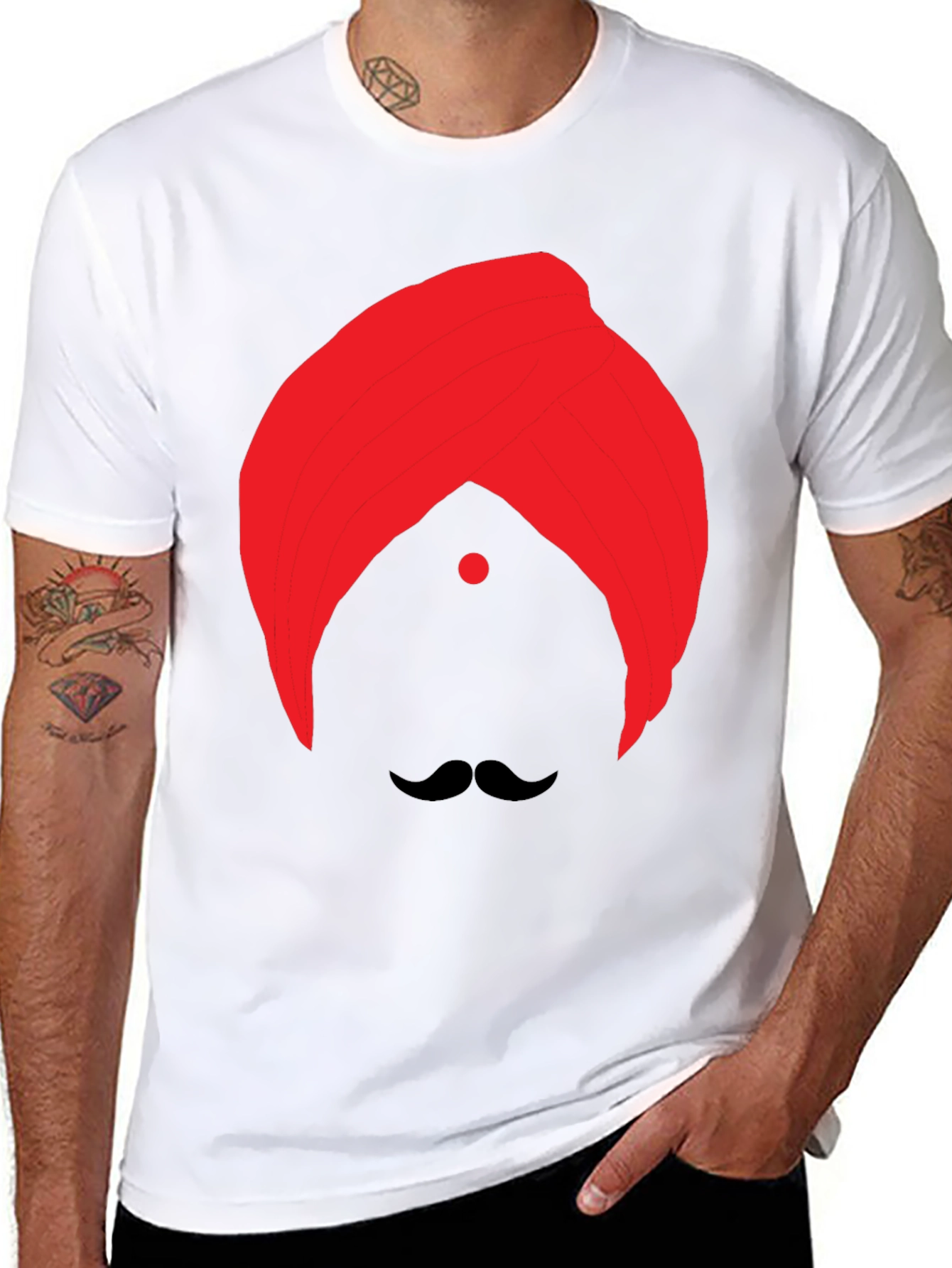 Graphic Tee: Red Turban & Mustache