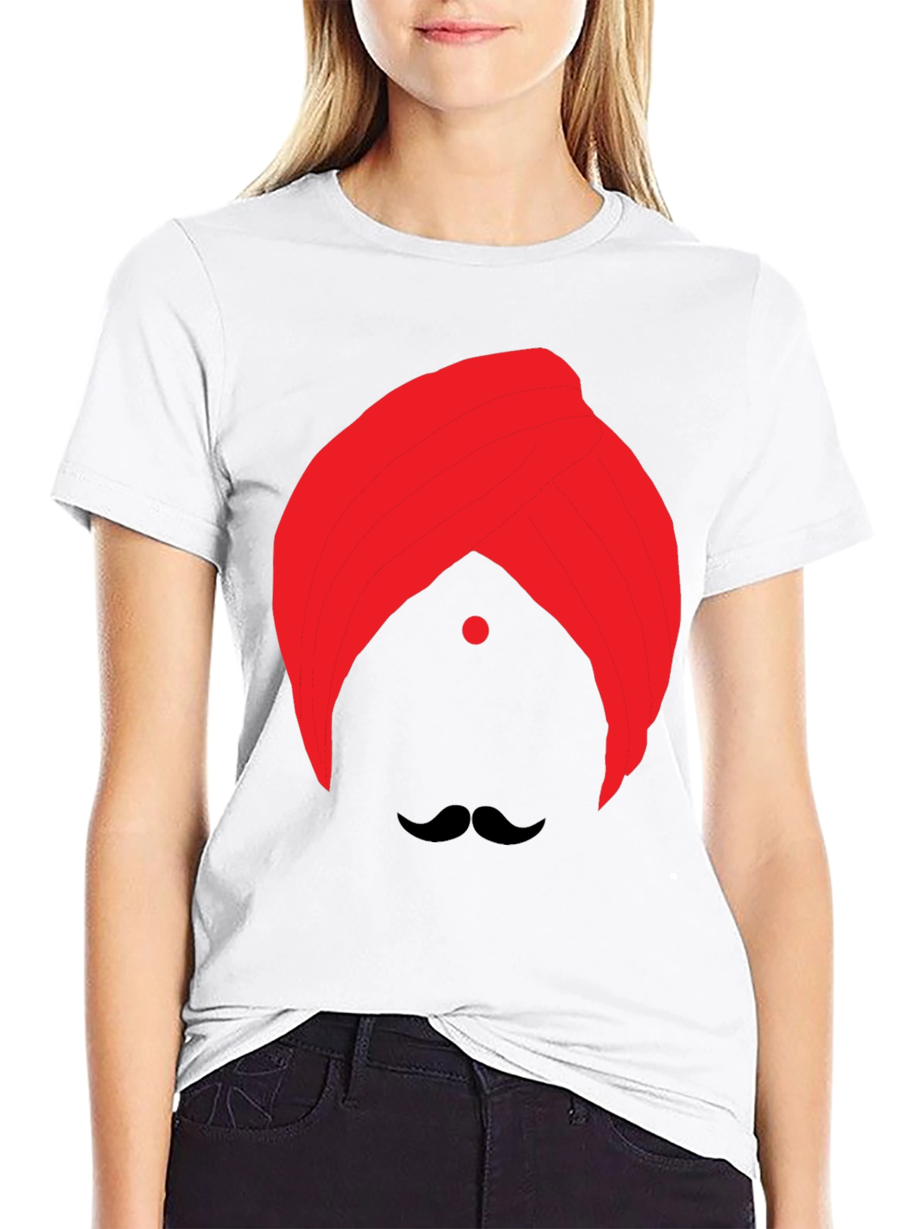 Graphic Tee: Red Turban & Mustache