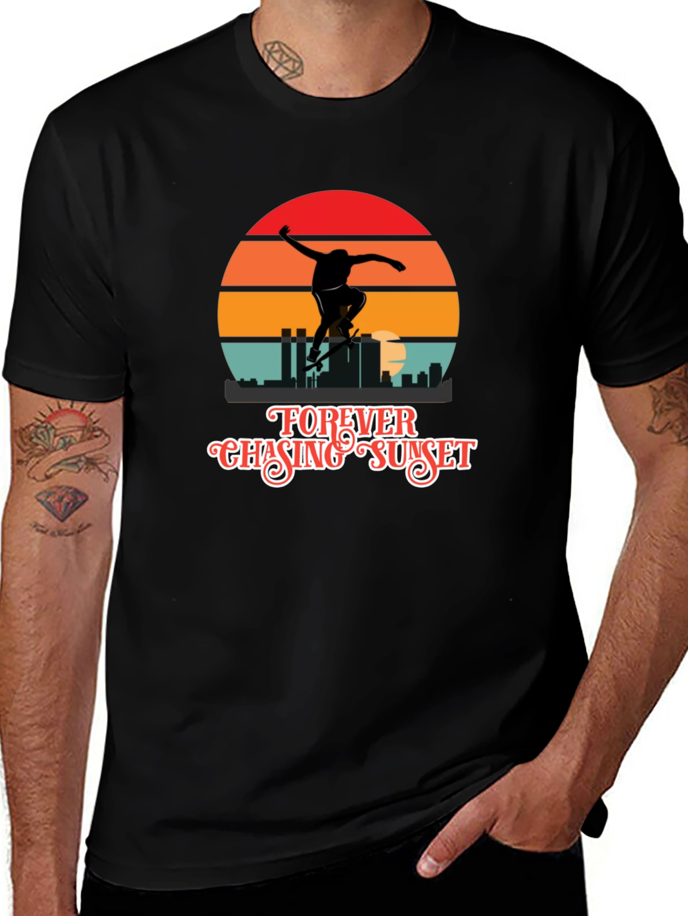 Forever Chasing Sunset Black Graphic Tee