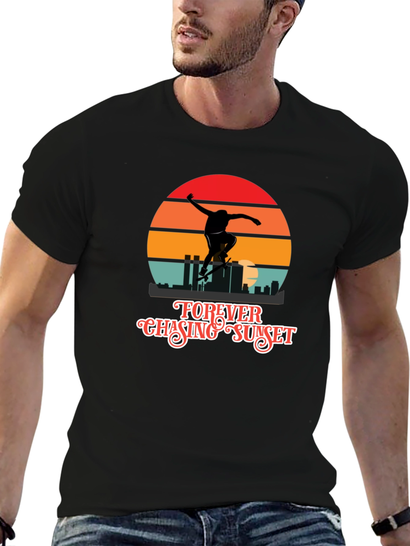 Forever Chasing Sunset Black Graphic Tee