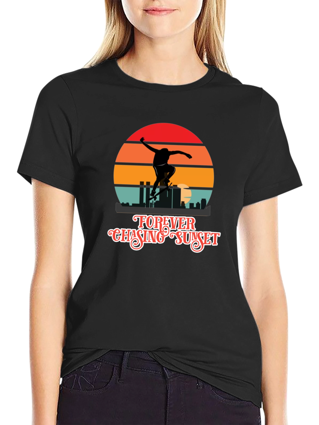 Forever Chasing Sunset Black Graphic Tee